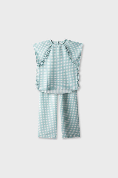 Green Whimsy Checkered Cotton Co-ord