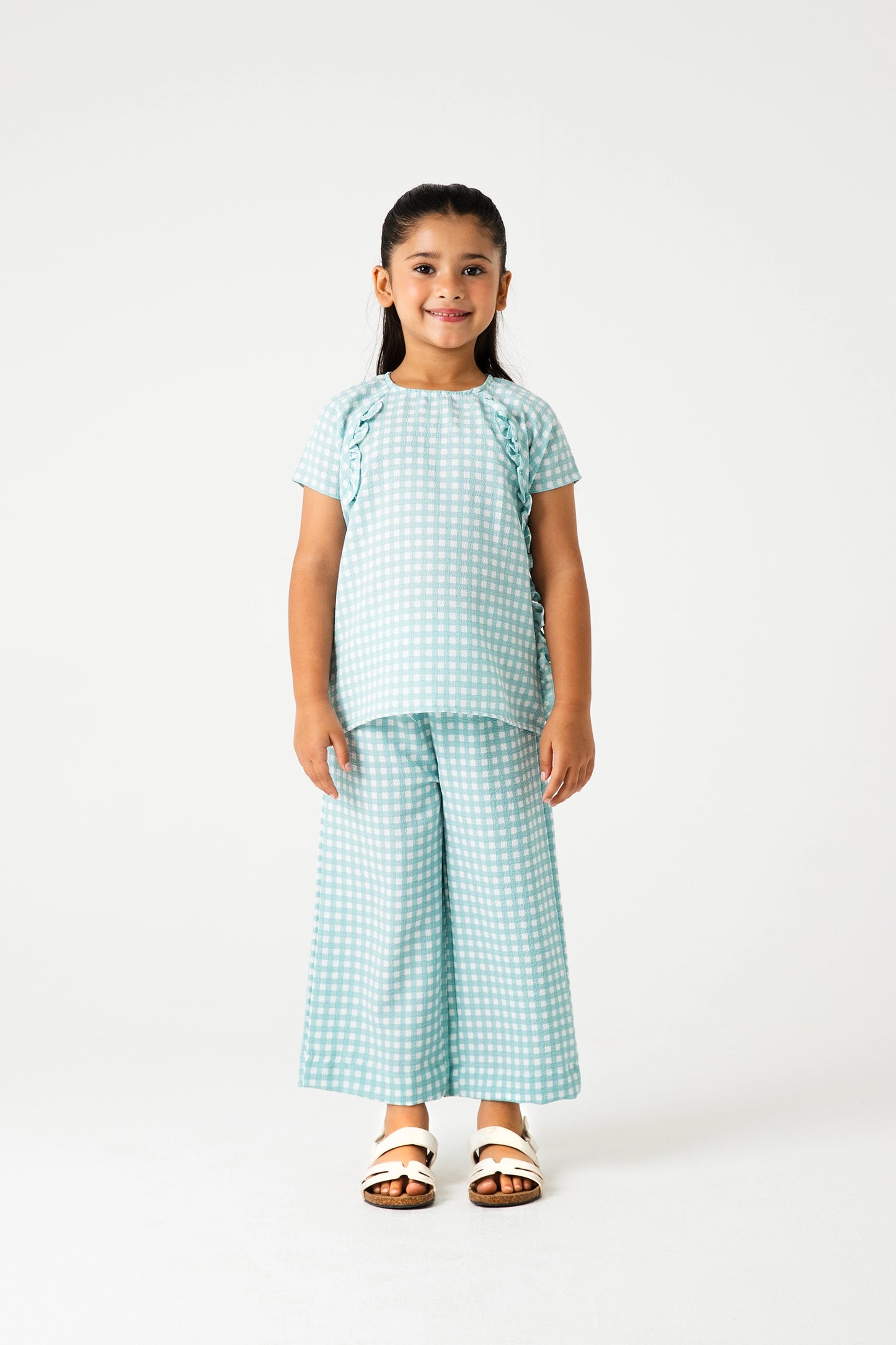 Green Whimsy Checkered Cotton Co-ord