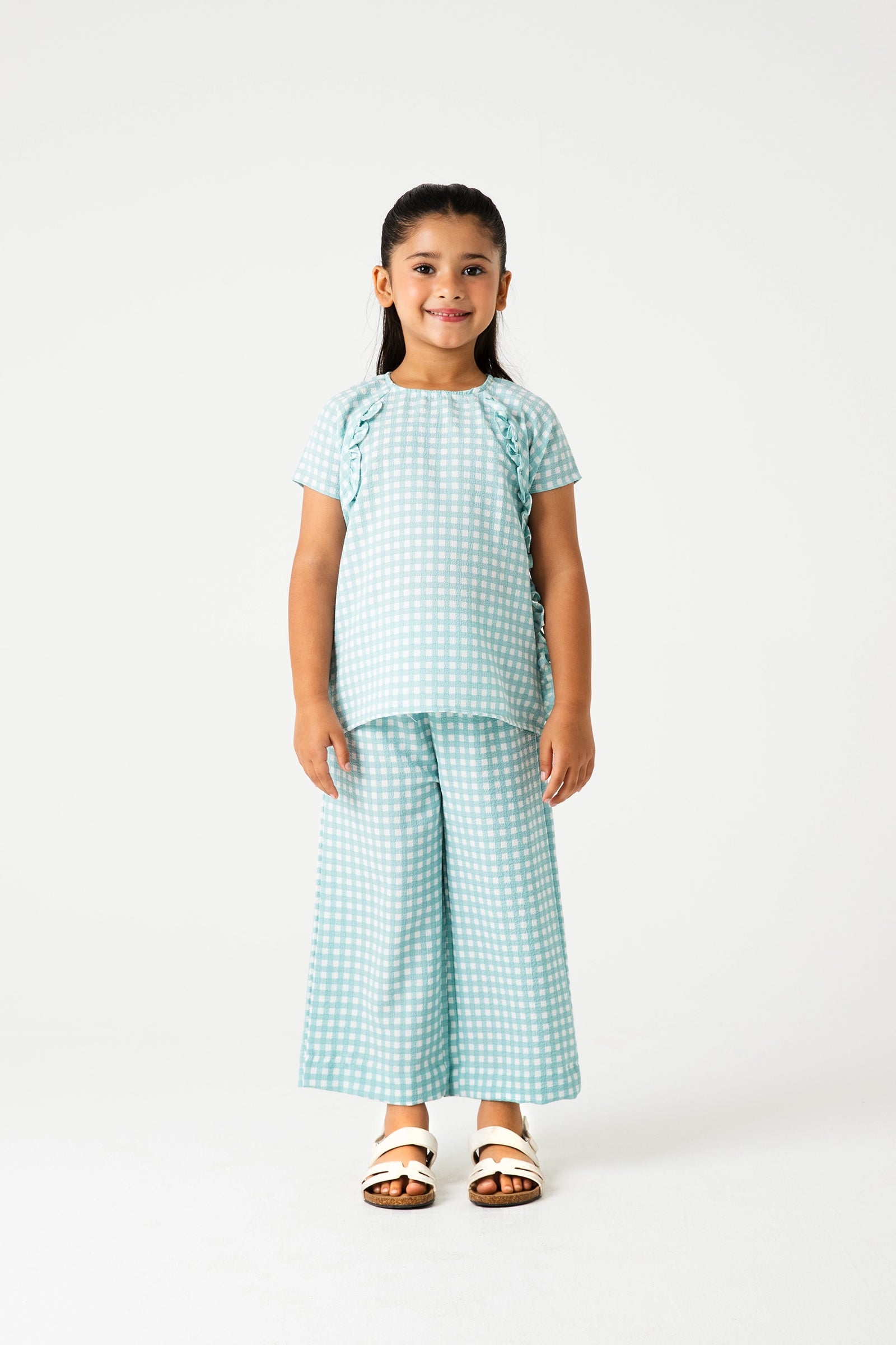 Green Whimsy Checkered Cotton Co-ord