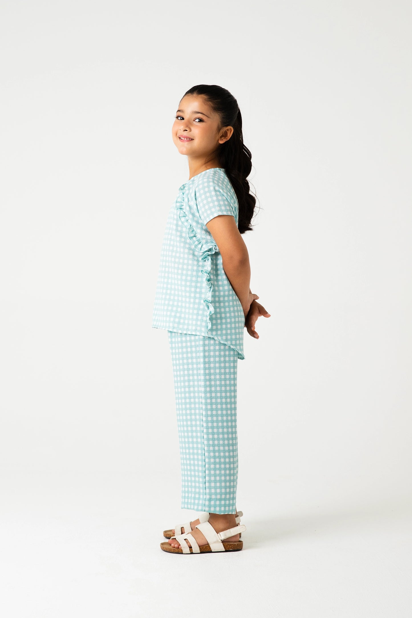 Green Whimsy Checkered Cotton Co-ord