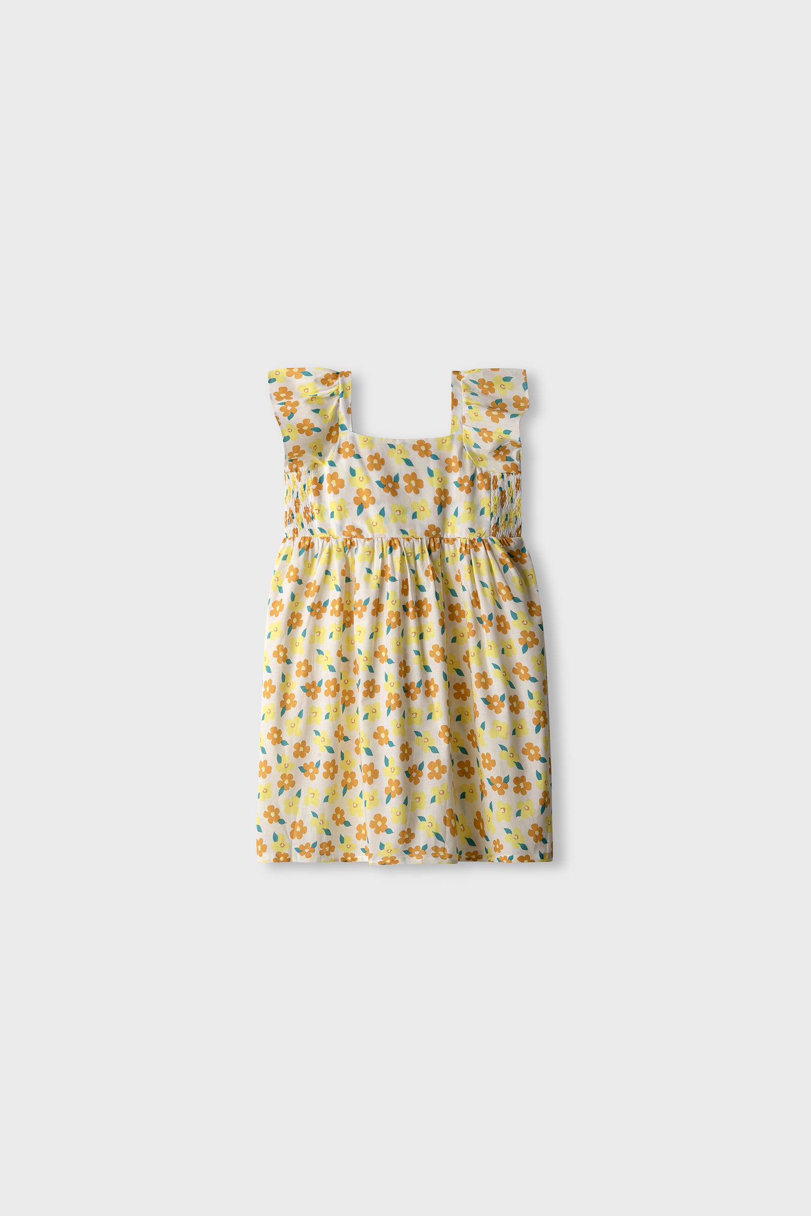 Golden Blossom Cotton Dress
