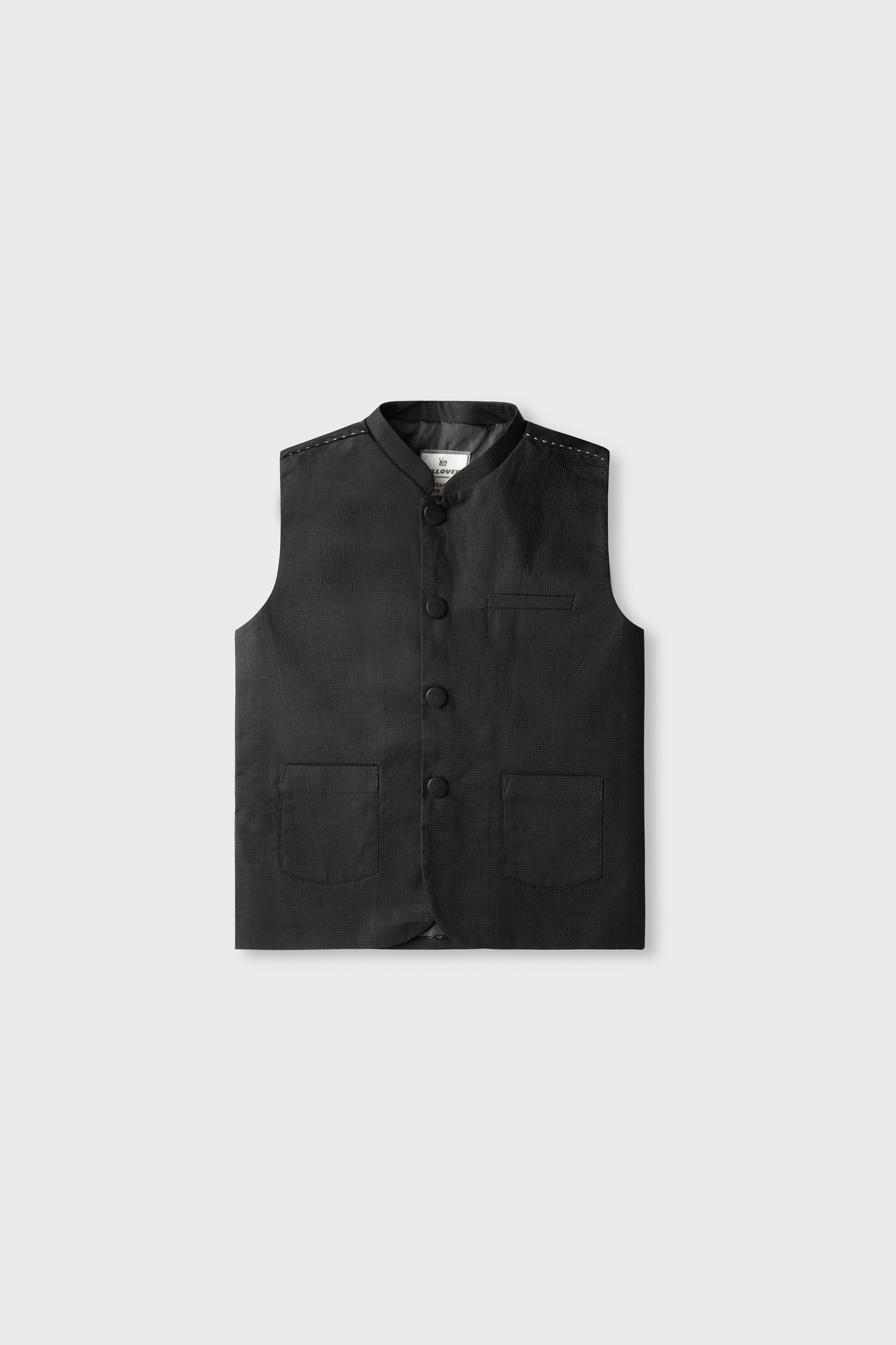Boys Shadow Black Button Waistcoat