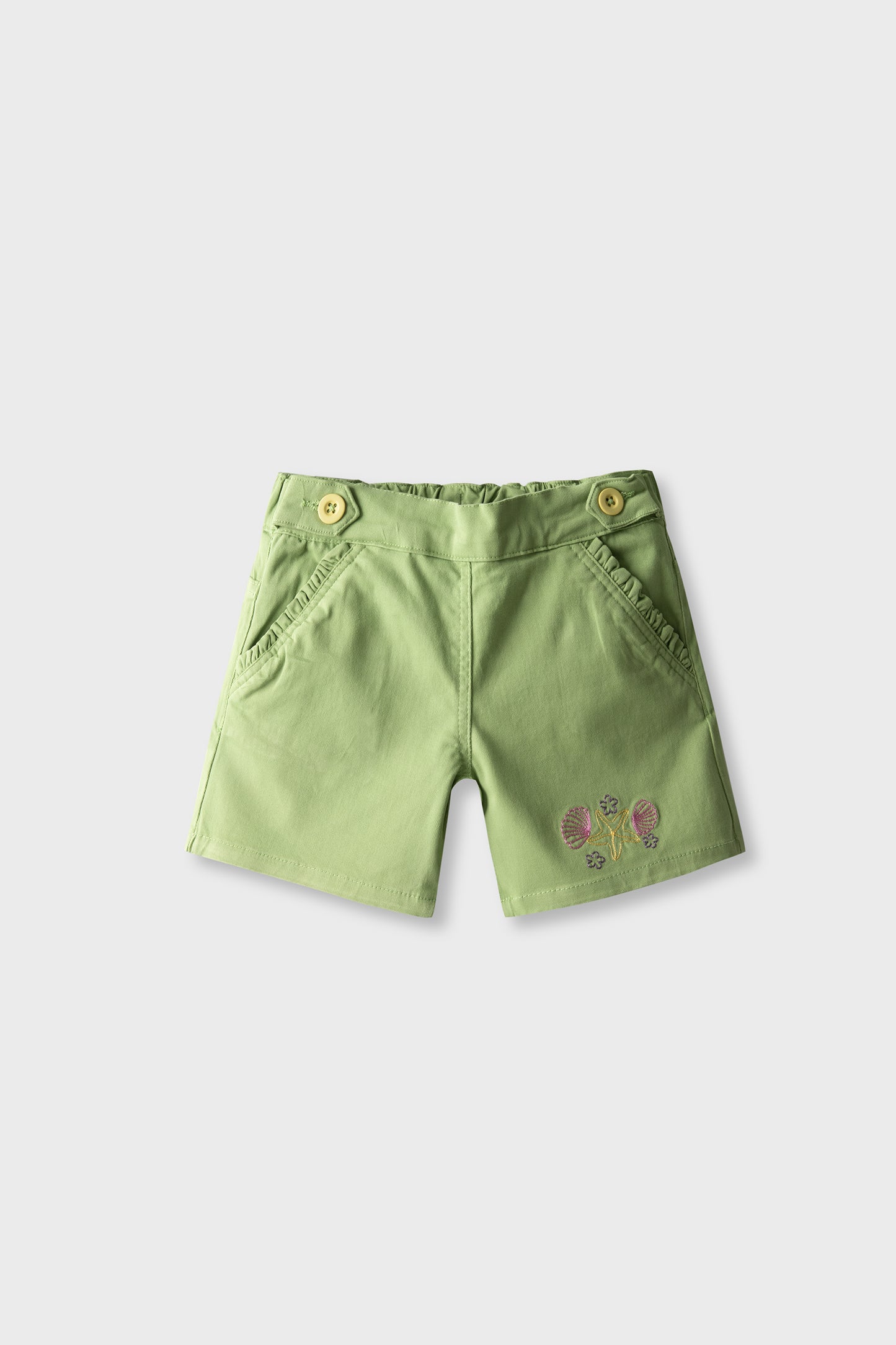 Girls Seaside Green Twill Shorts