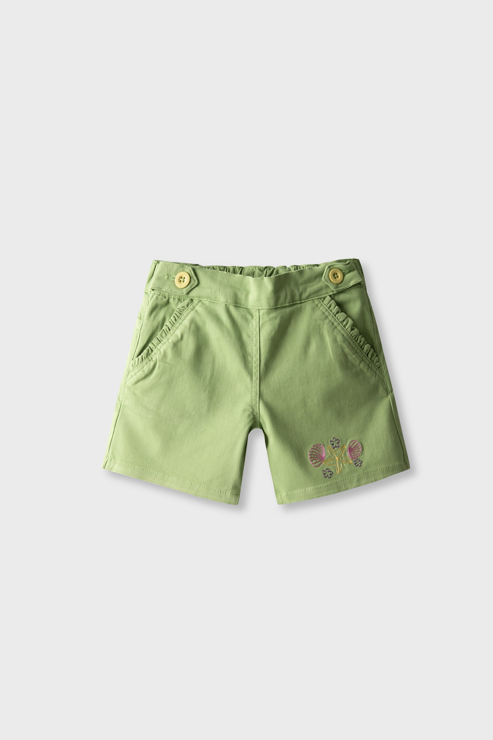 Girls Seaside Green Twill Shorts