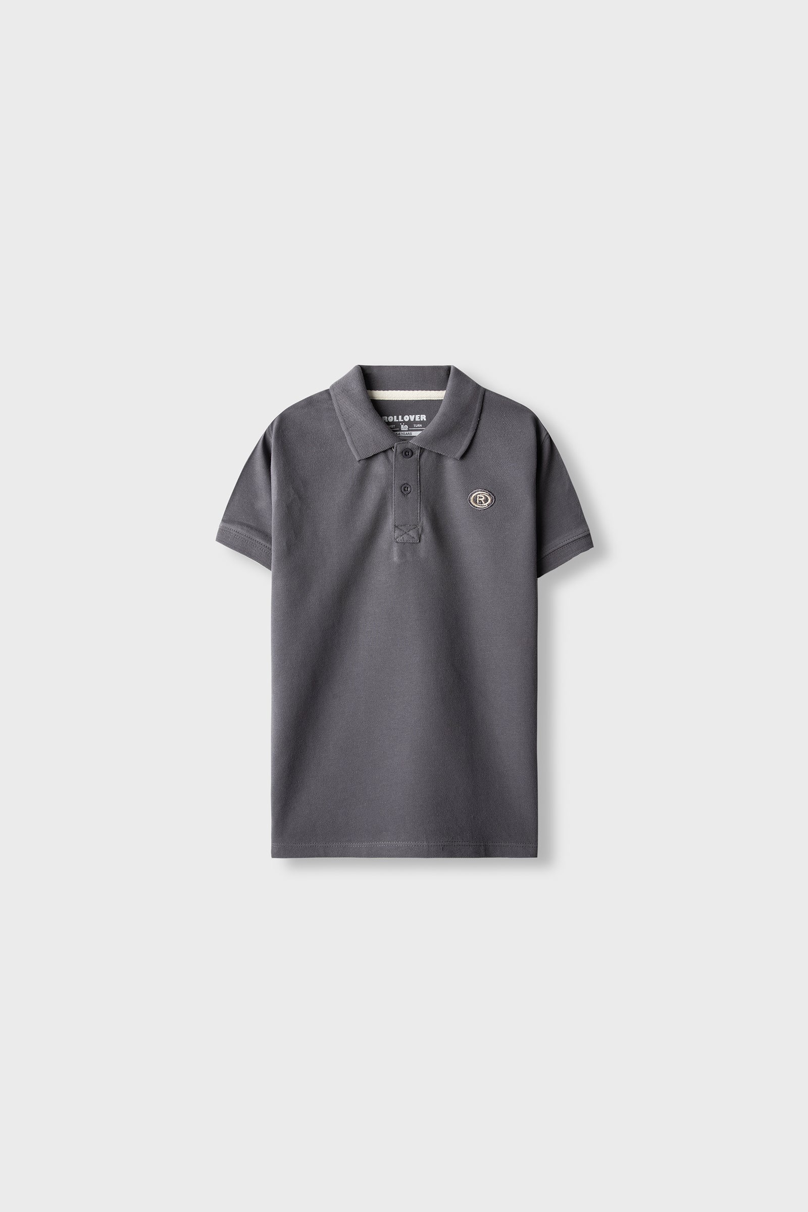 Boys Signature Charcoal Crest Polo