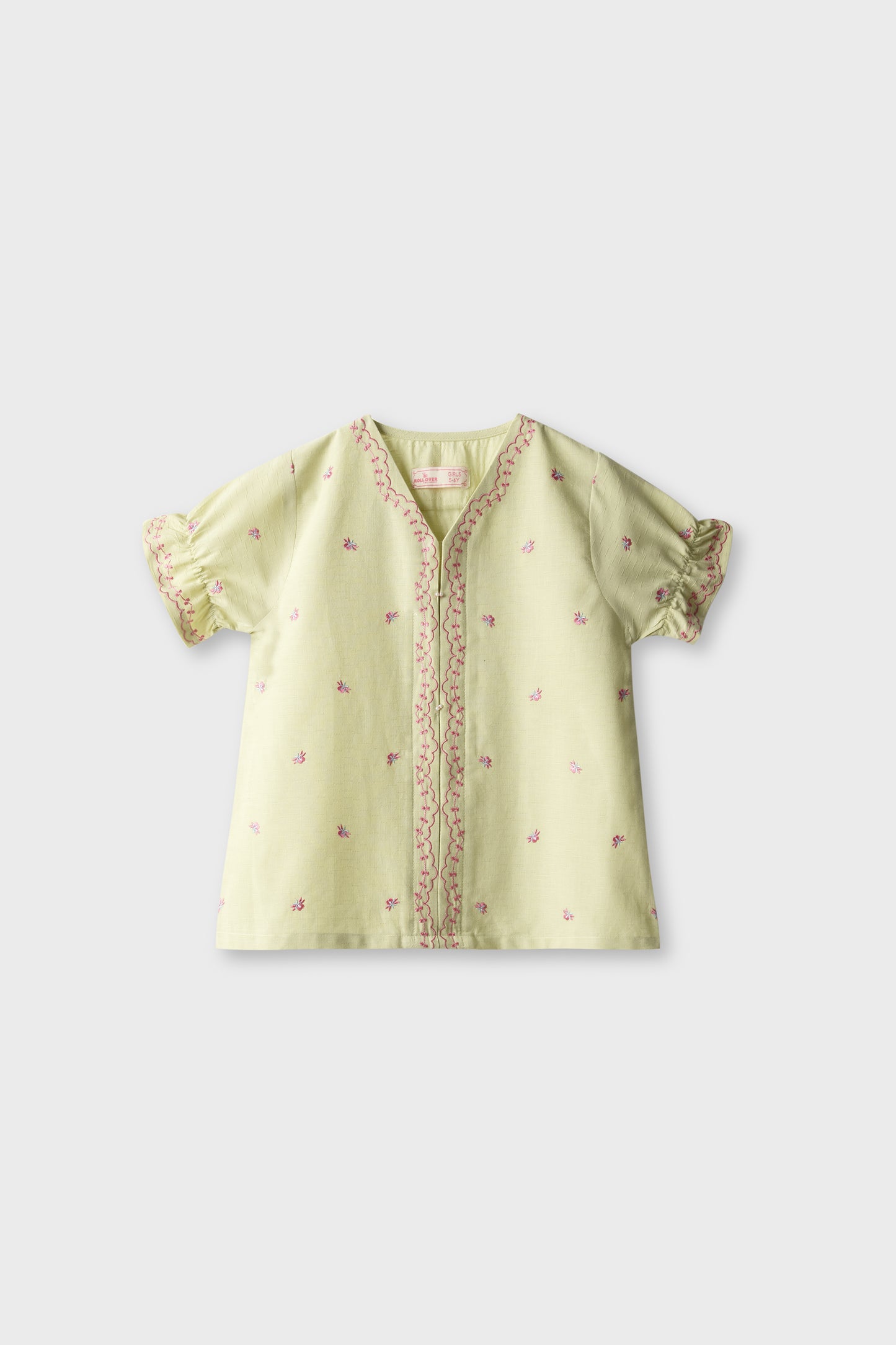 Green Vine Embroidered Cotton Top