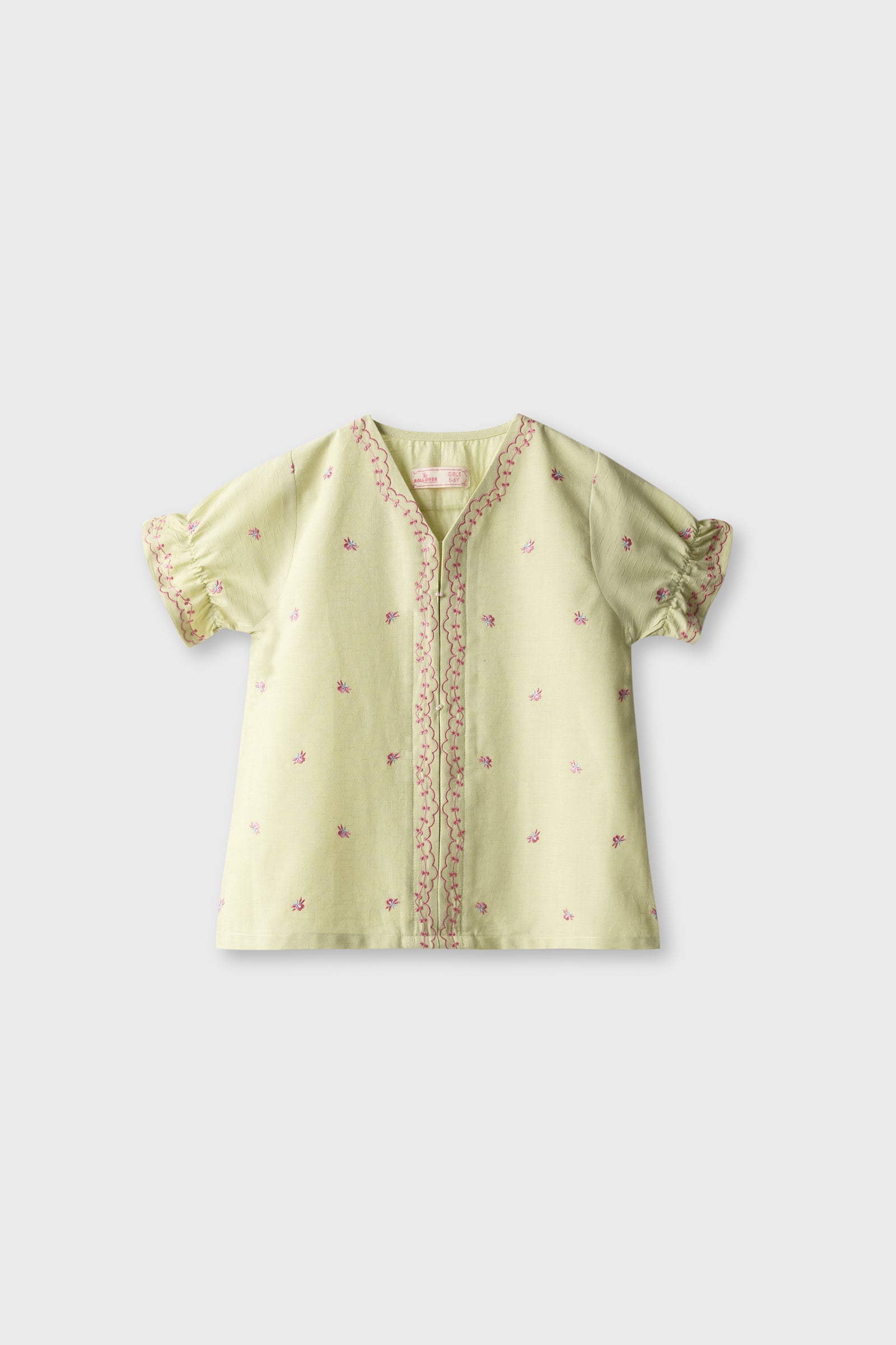 Green Vine Embroidered Cotton Top