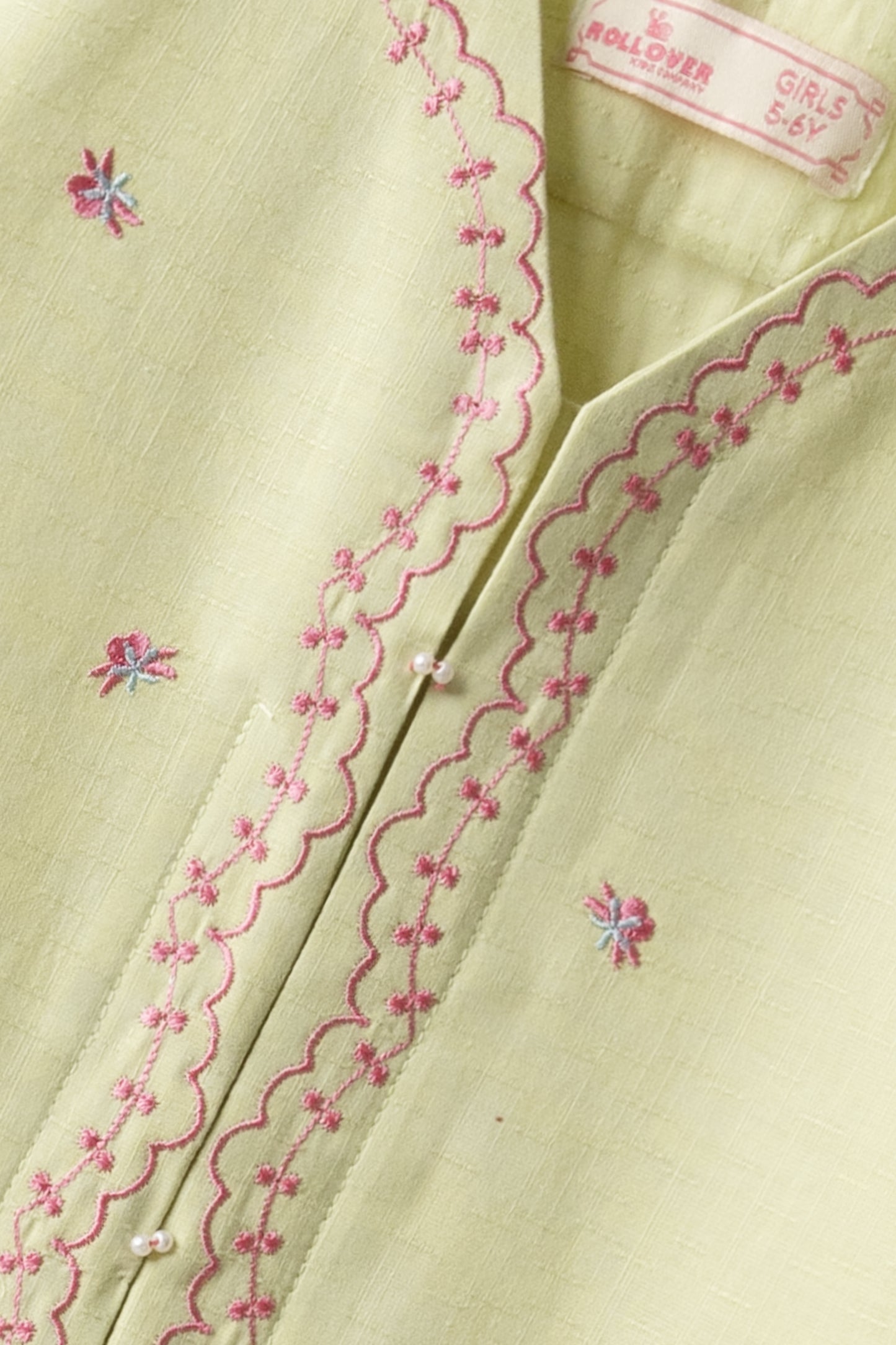Green Vine Embroidered Cotton Top