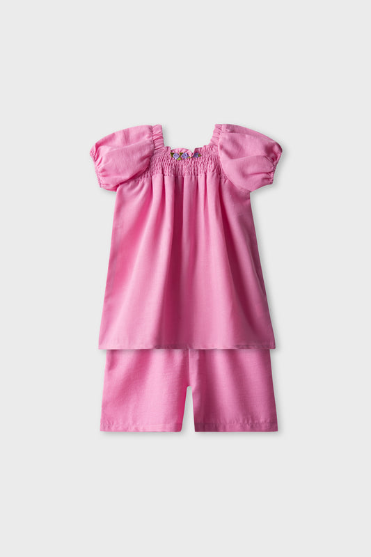 Girls Puffy Rose Co-ord Set