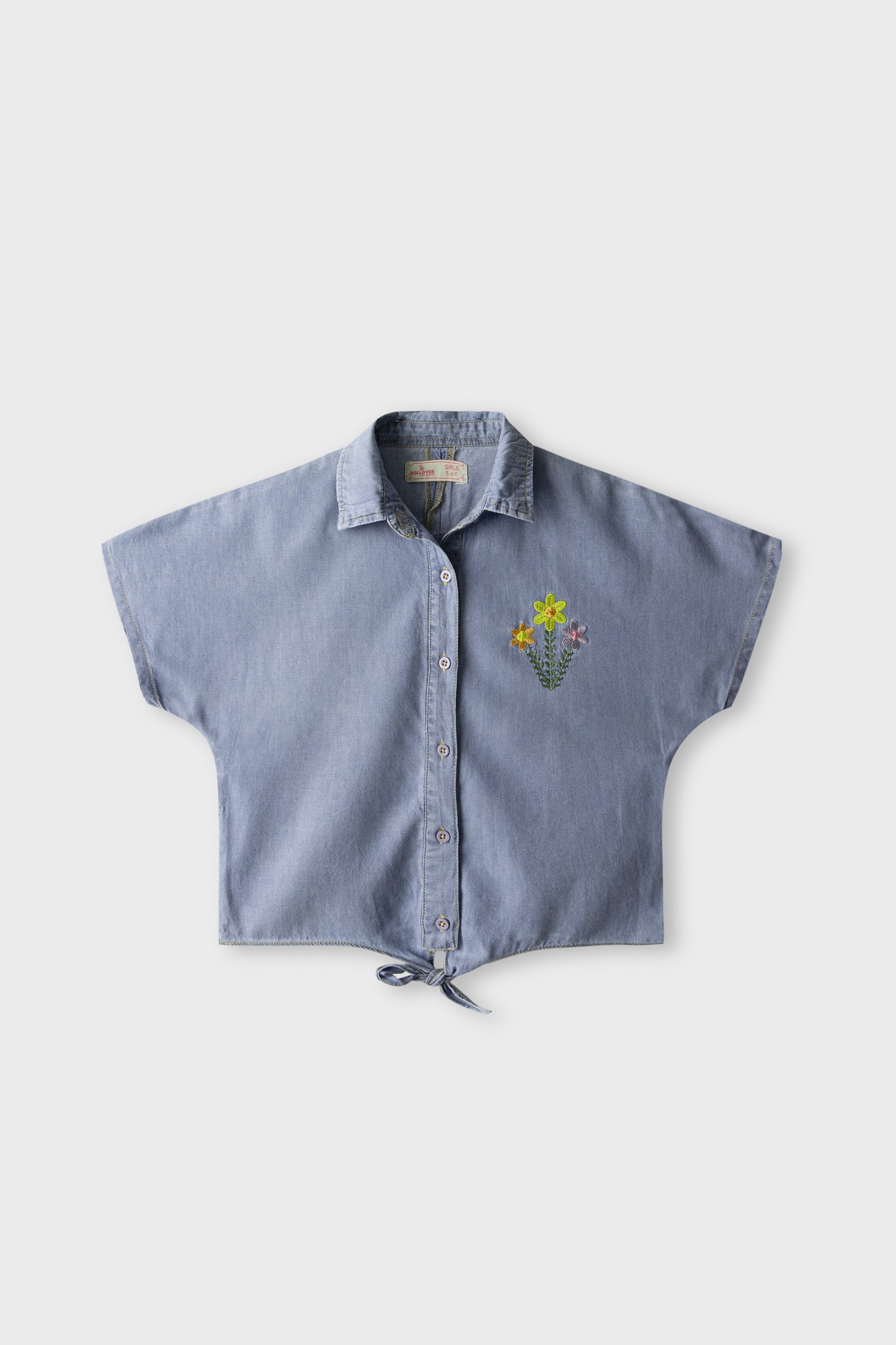 Denim Bloom Crop Top
