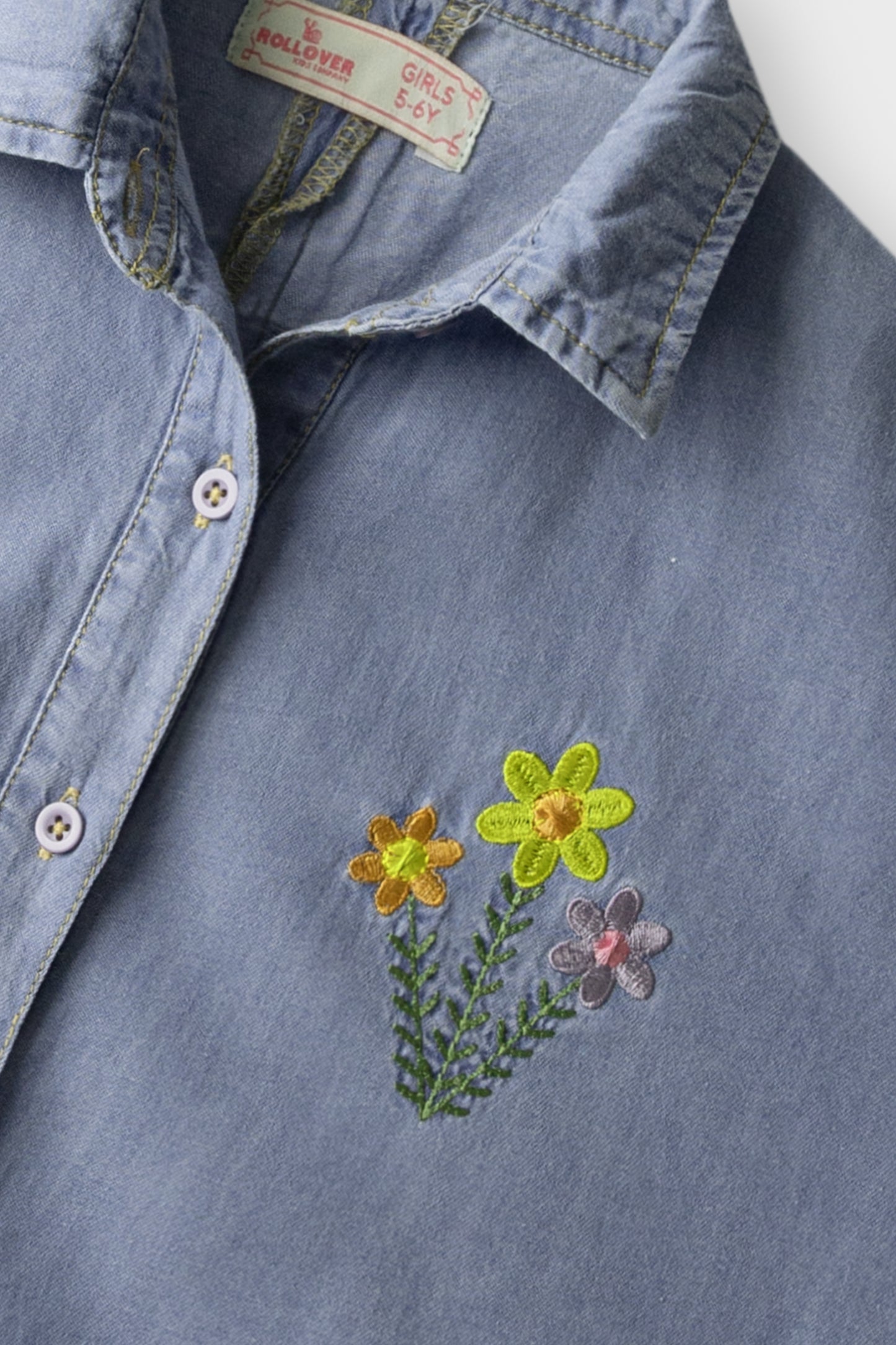 Denim Bloom Crop Top