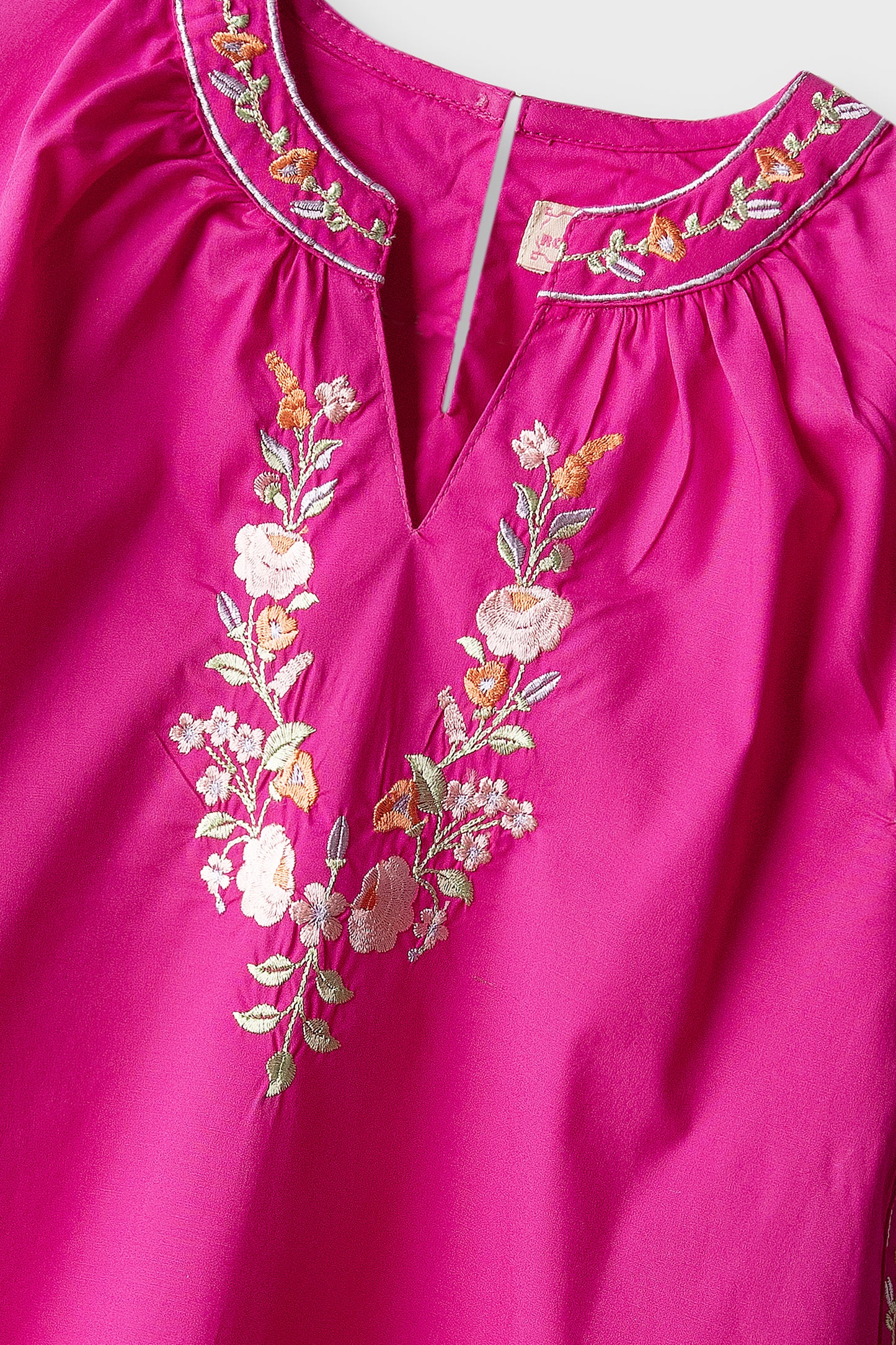 Hot Pink Floral Embroidered Top