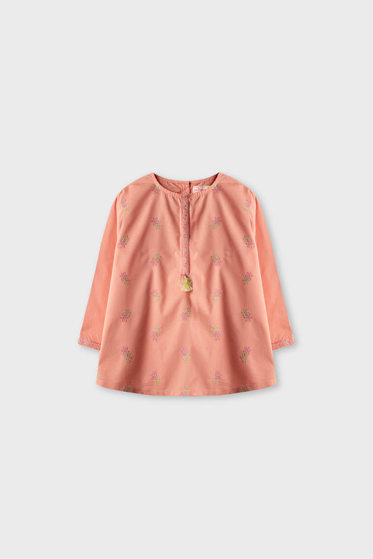 Orange Embroidered Ethnic Top