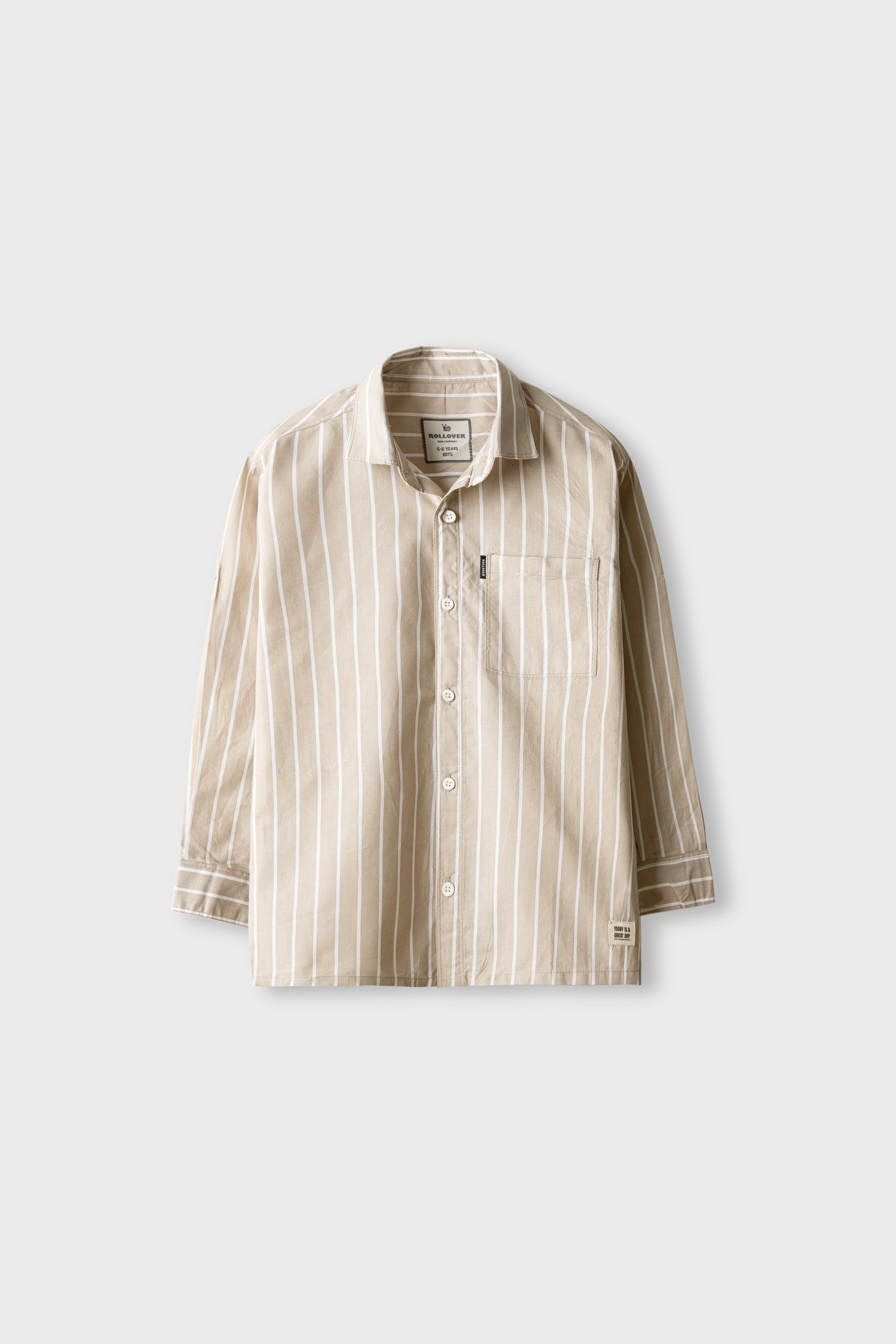 Boys Beige Stripe Casual Shirt