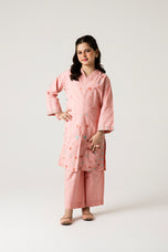 Peach Delicate Embroidered Kurta Set - 2pc