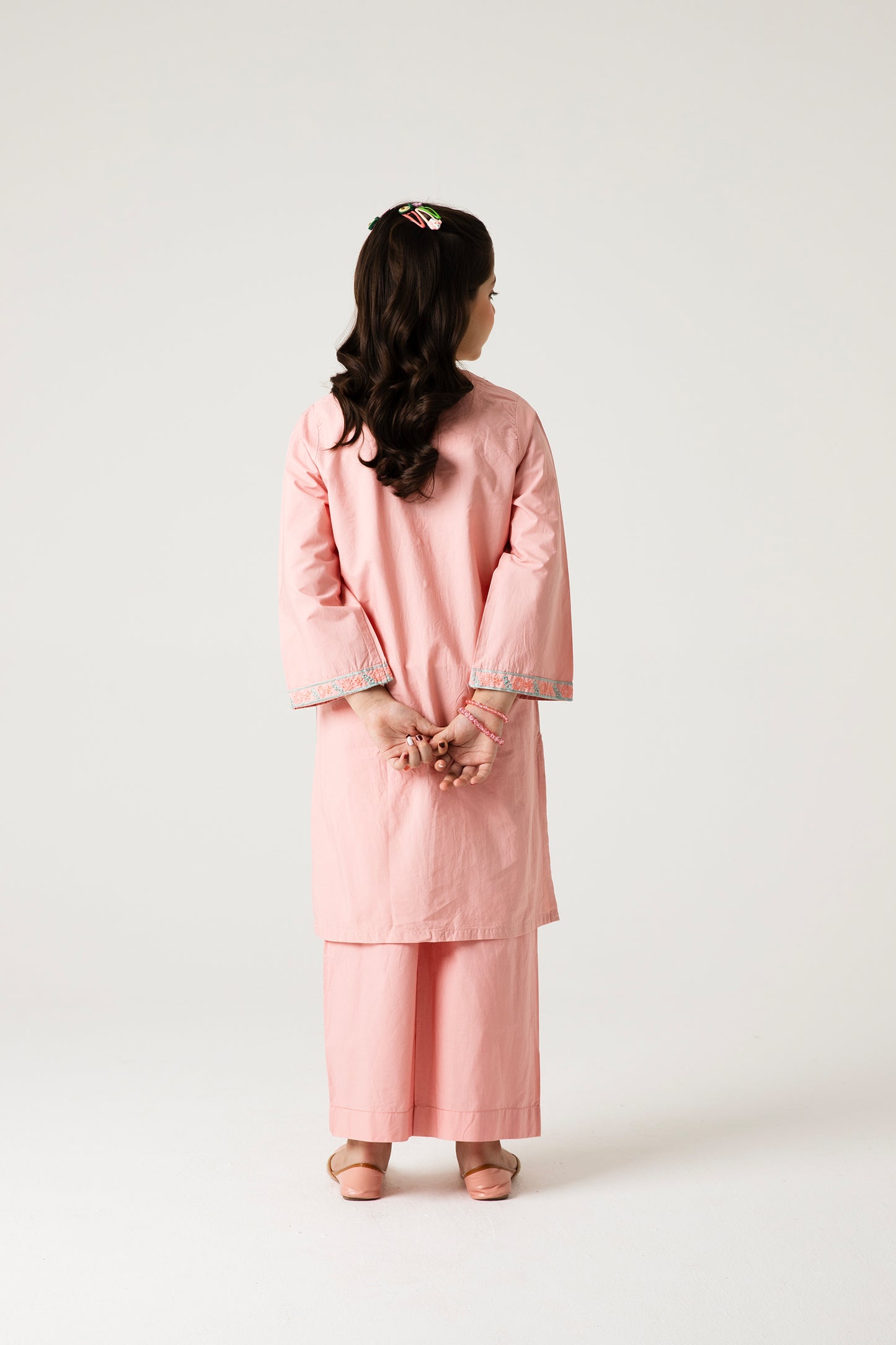 Peach Delicate Embroidered Kurta Set - 2pc