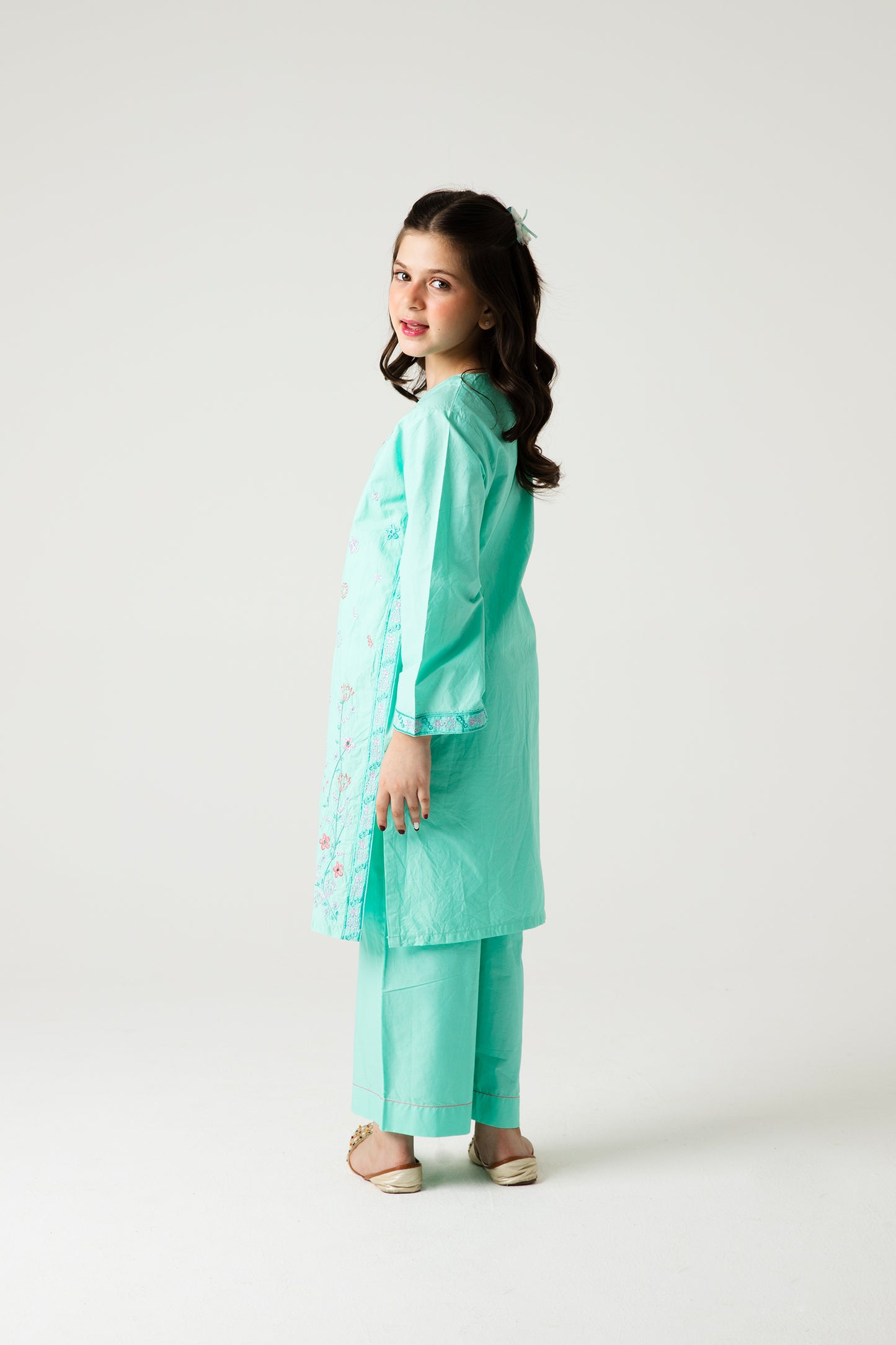 Light Green Delicate Embroidered Kurta Set - 2pc