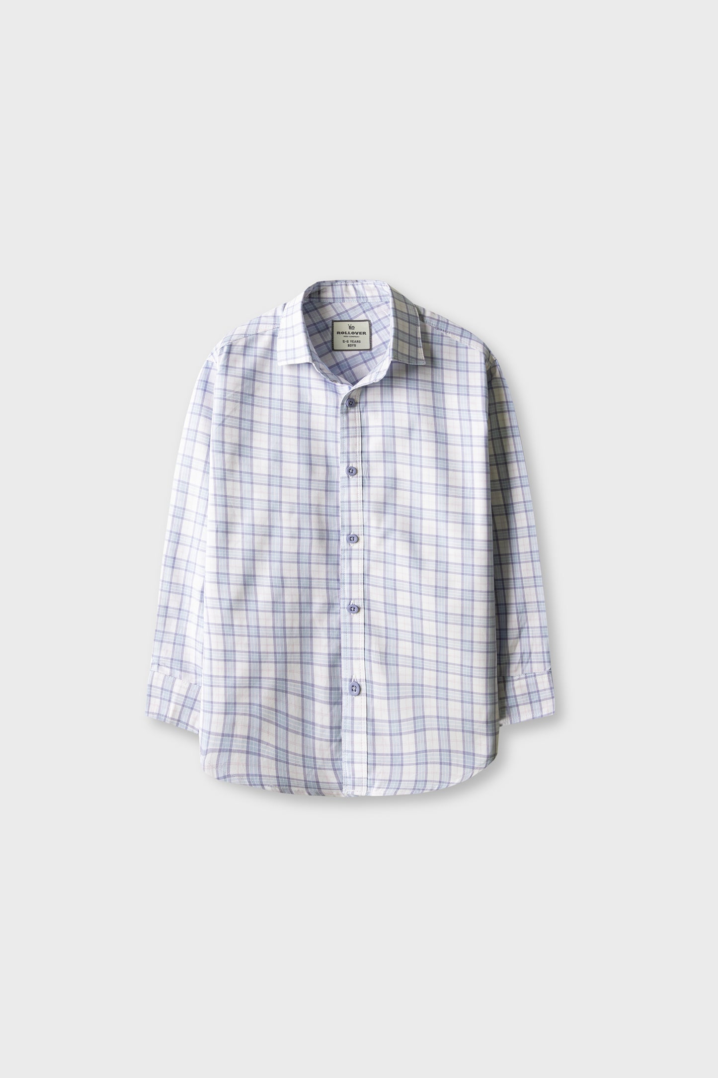 Boys White Sky Grid Shirt