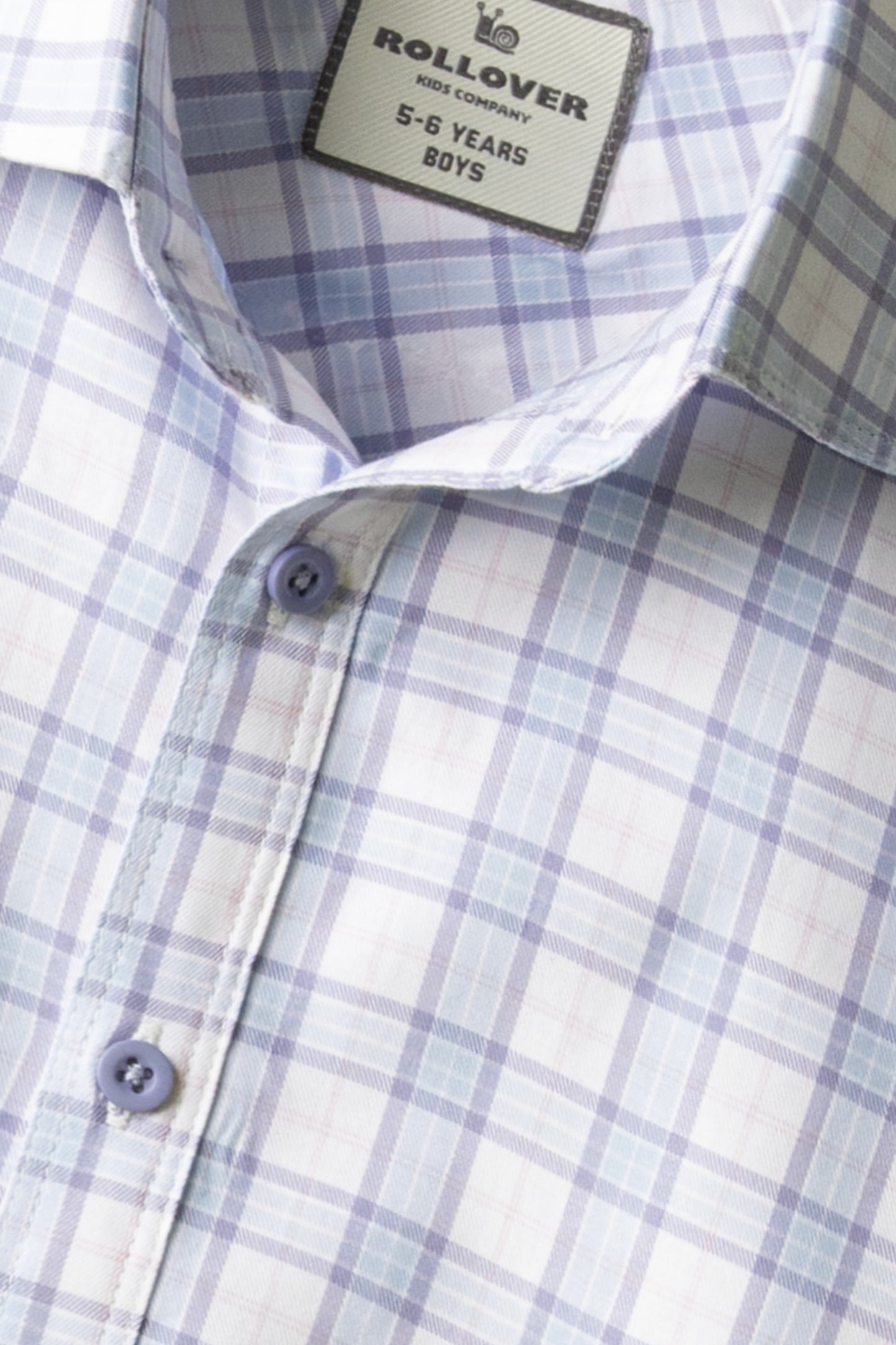 Boys White Sky Grid Shirt