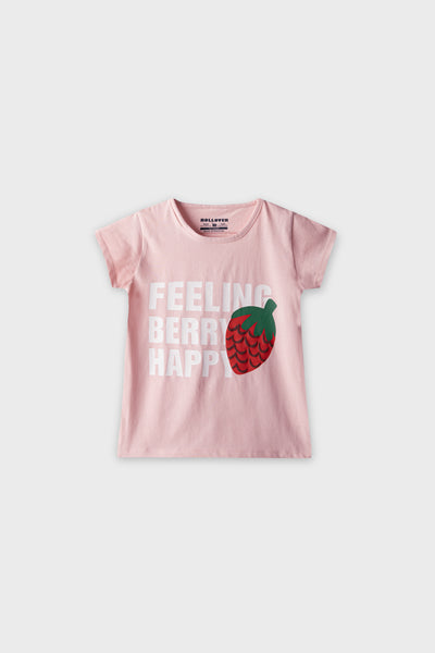Girls Pink Berry Happy Tee