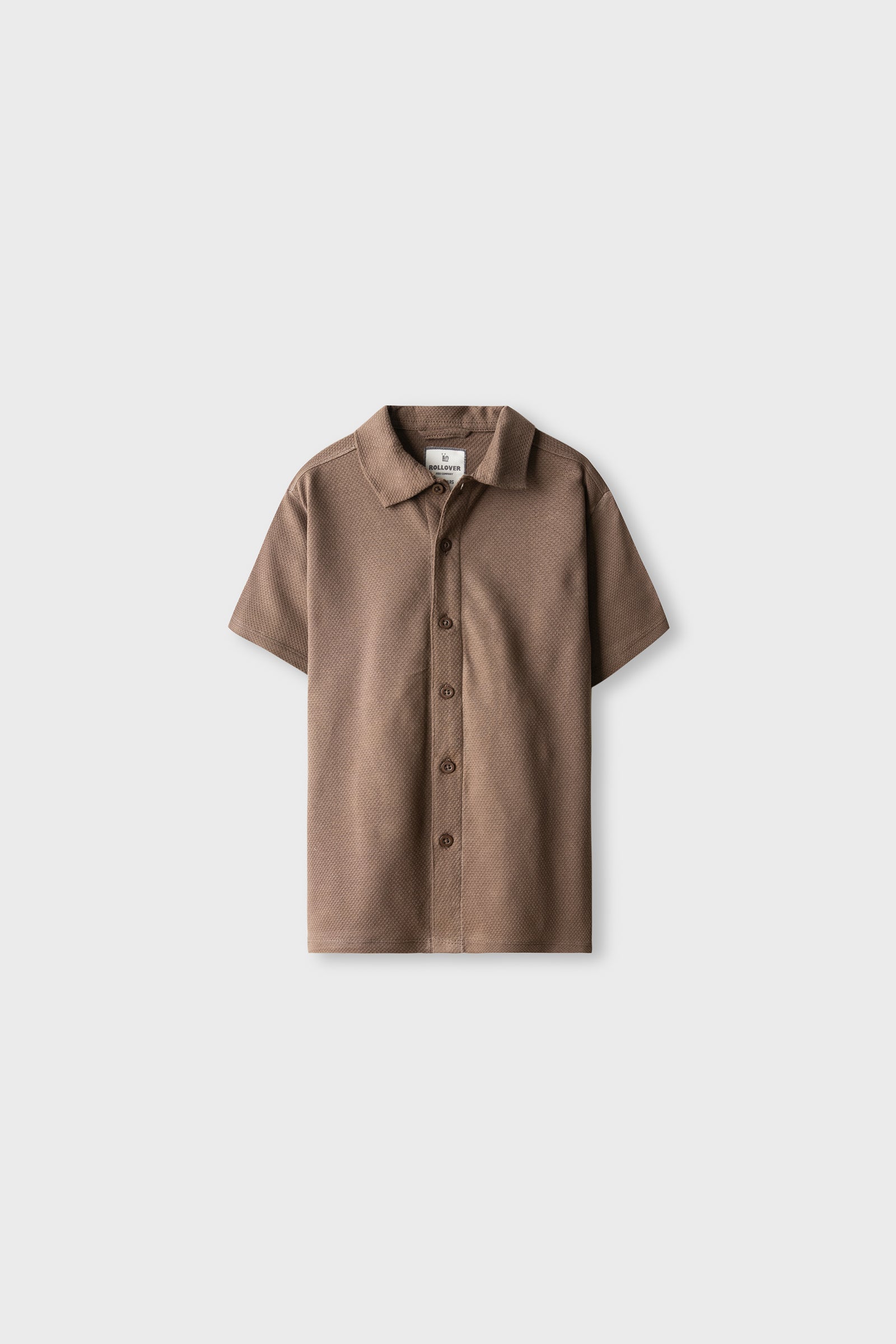 Boys Brown Popcorn Button Tee
