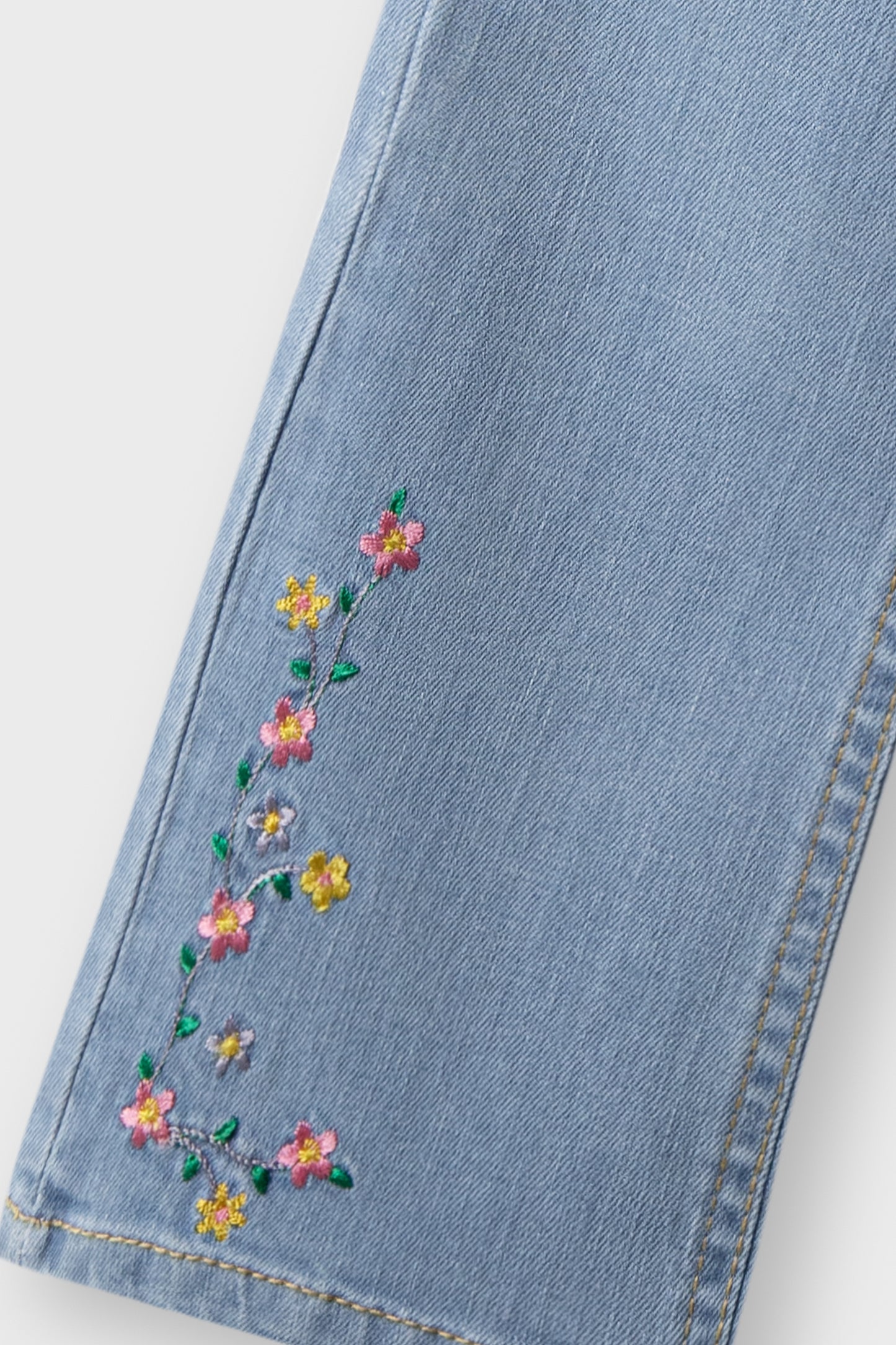 Girls Floral Boot Cut Denim Jeans