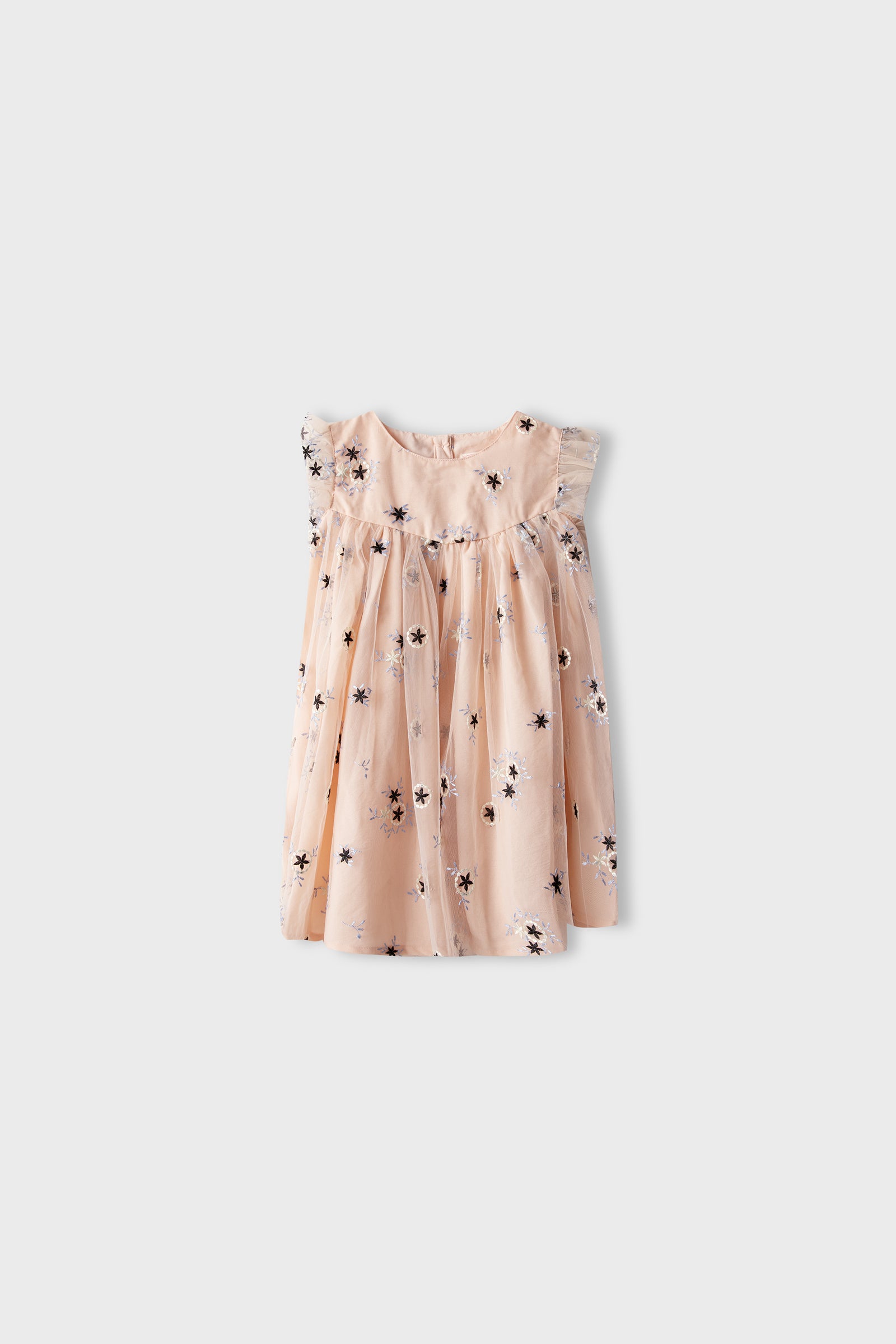 Peach Floral Net Dress