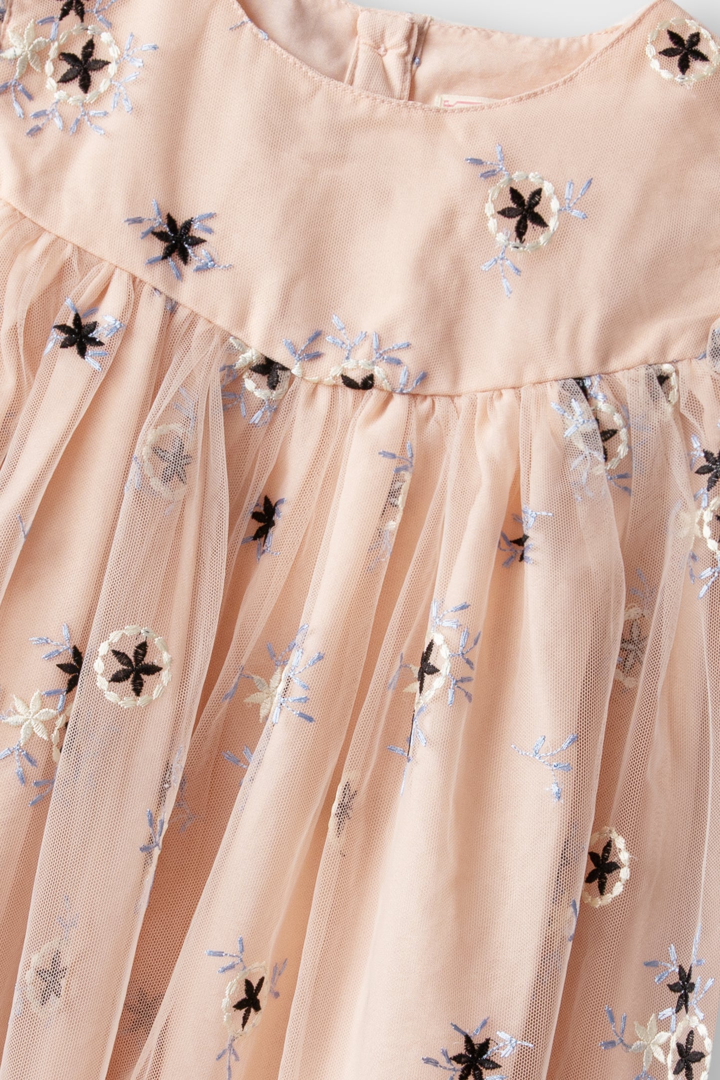 Peach Floral Net Dress