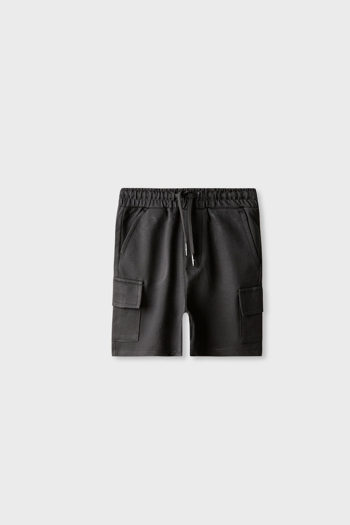 Boys Black Cargo Terry Shorts