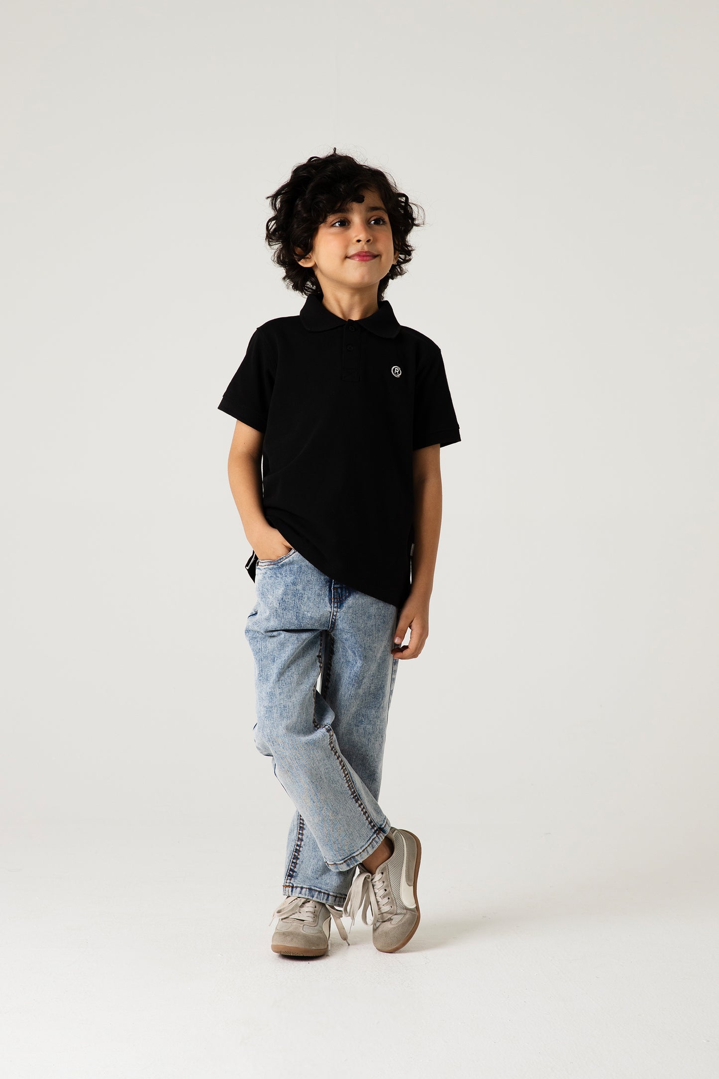 Boys Classic Black Pique Polo