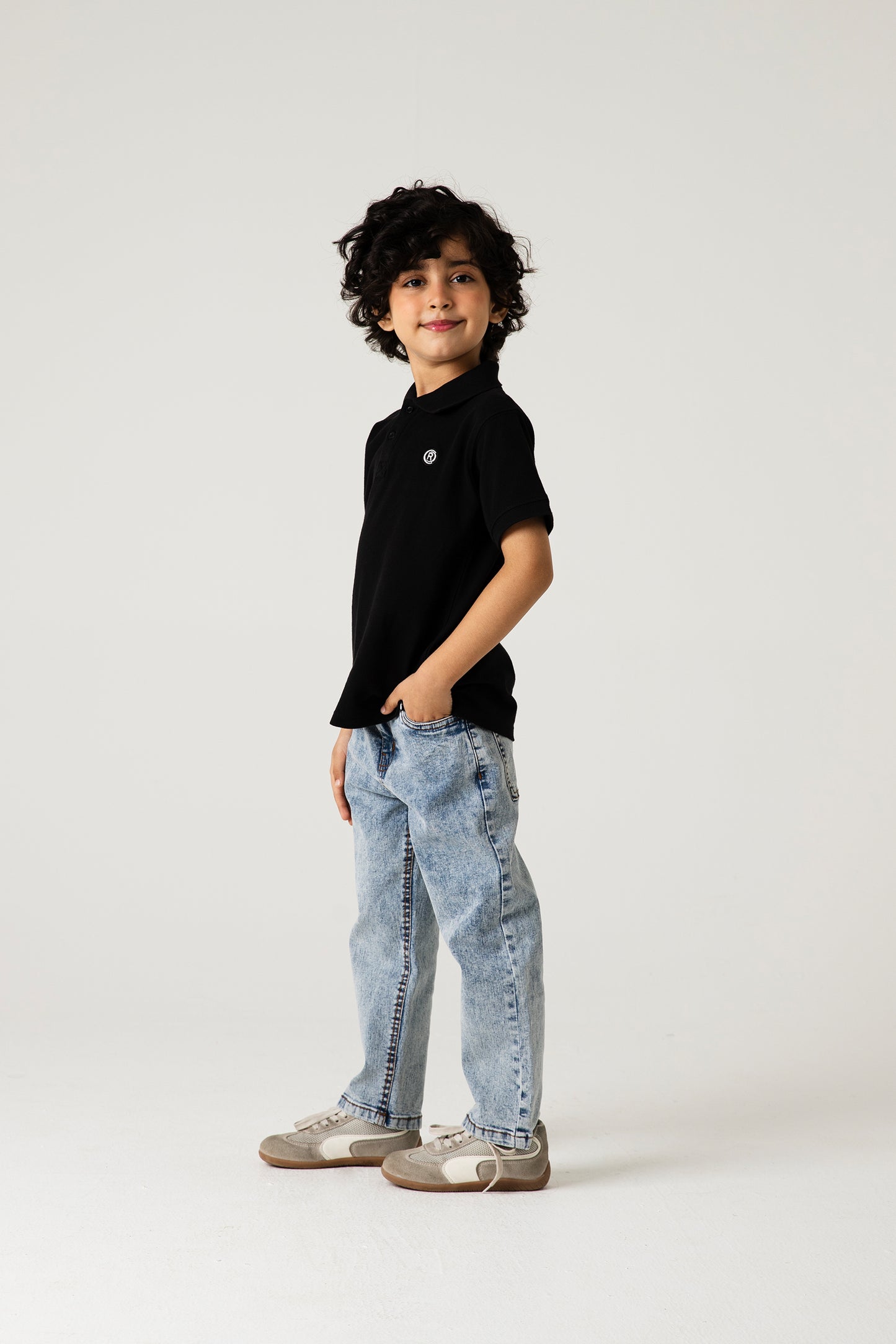 Boys Classic Black Pique Polo