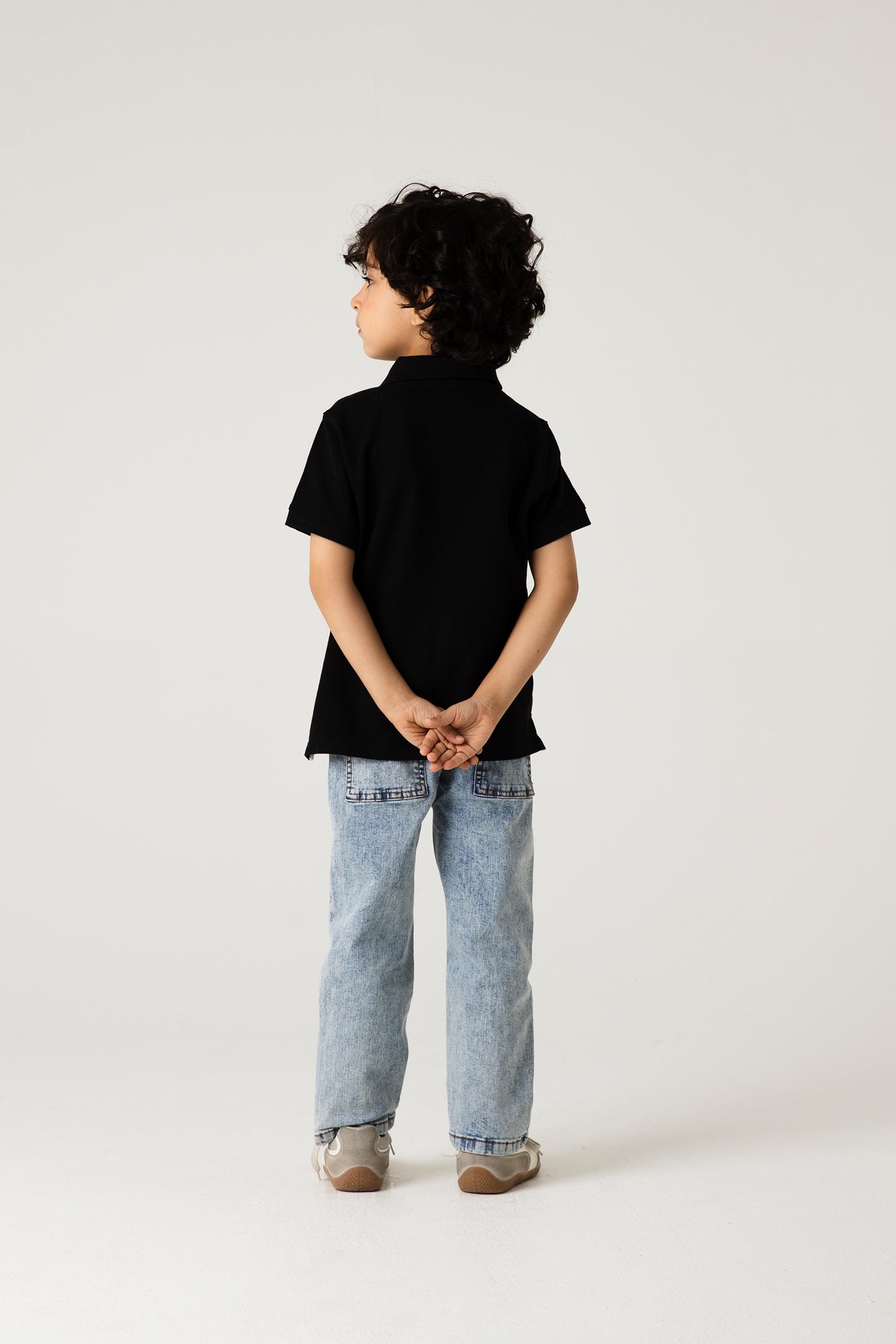 Boys Classic Black Pique Polo