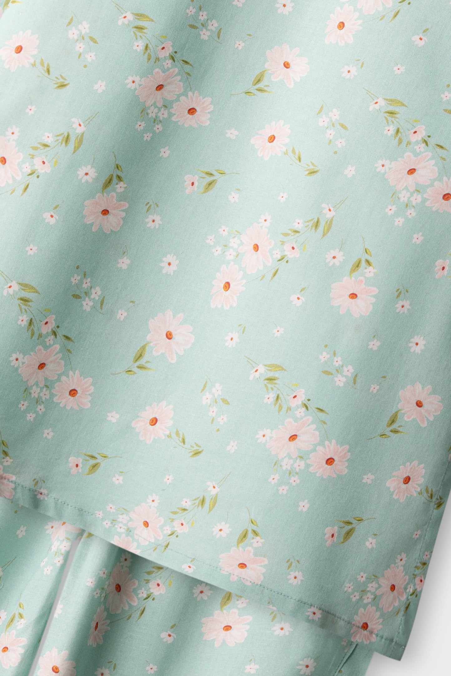 Pearly Pista Floral Cotton Kurta Shalwar - 2pc