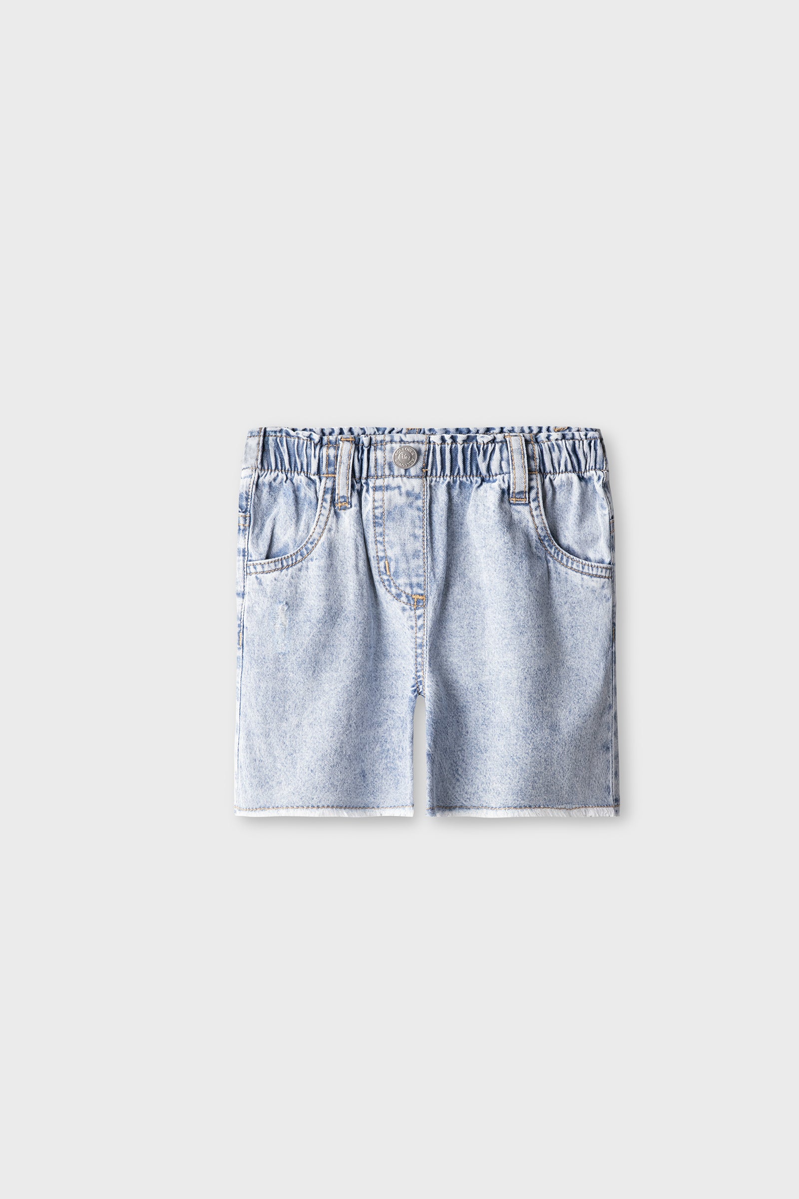 Girls Raw Hem Denim Embroidered Shorts
