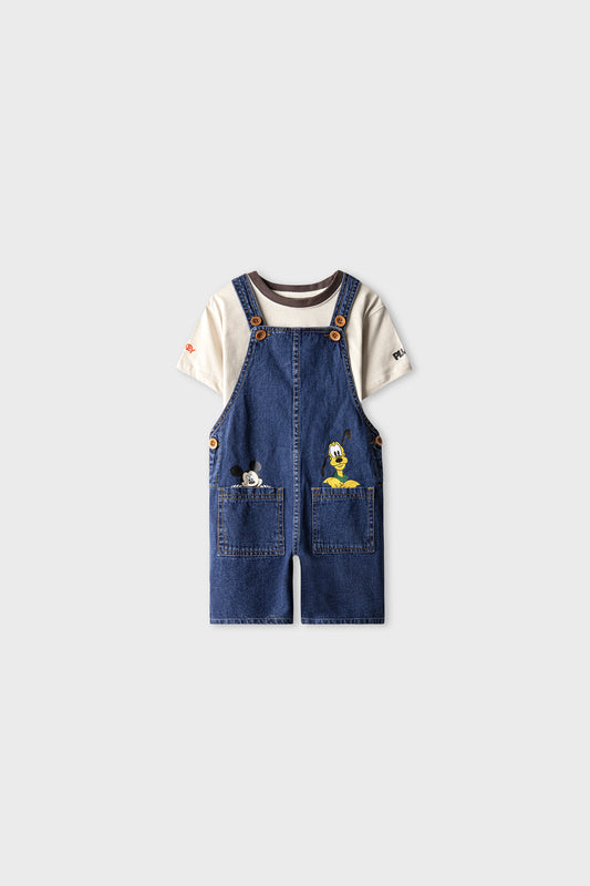Boys Mickey & Pluto Dungaree Set