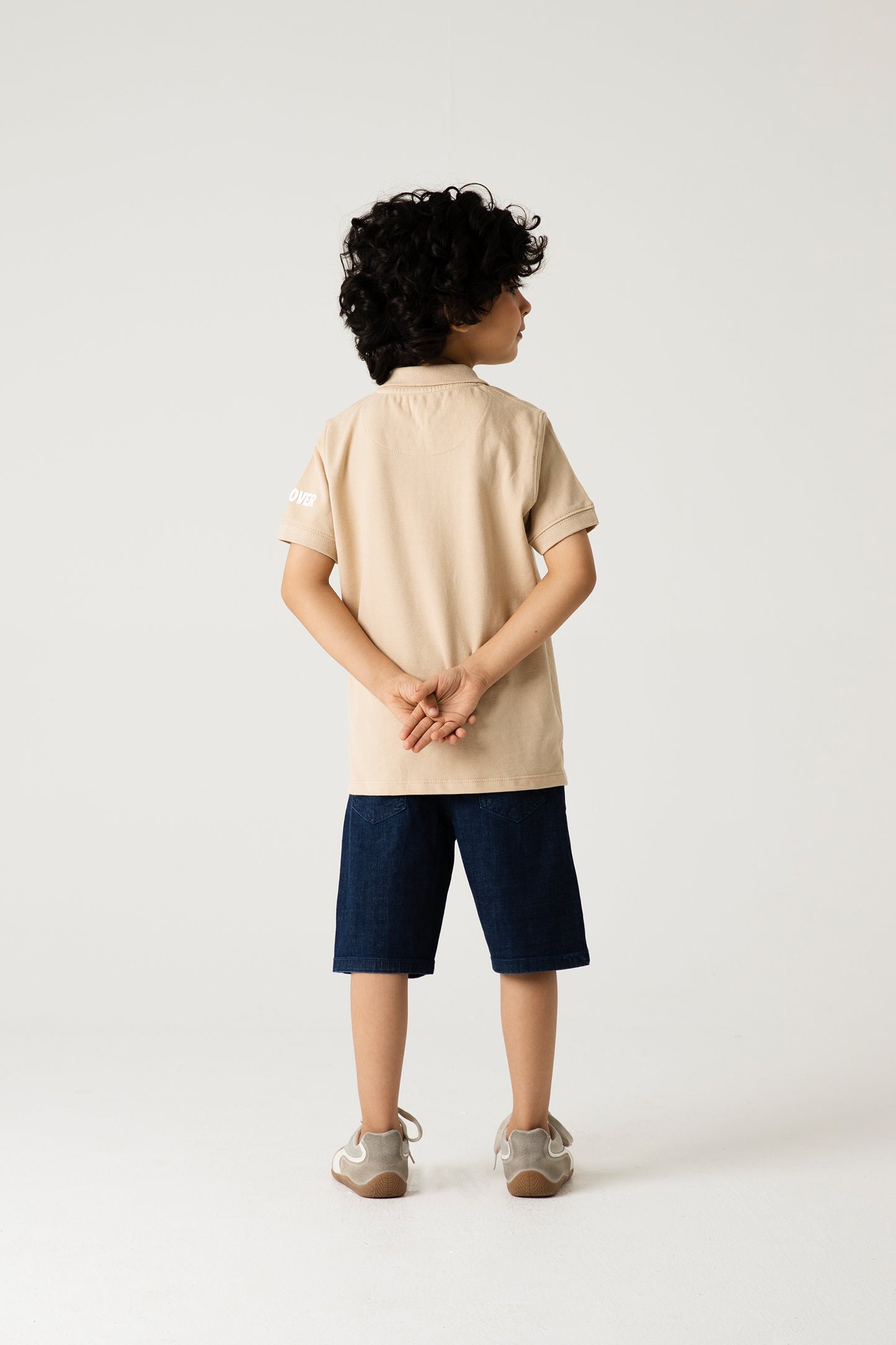 Boys Smart Zip Beige Polo