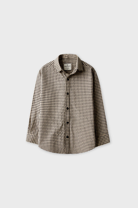 Boys Black Beige Check Casual Shirt
