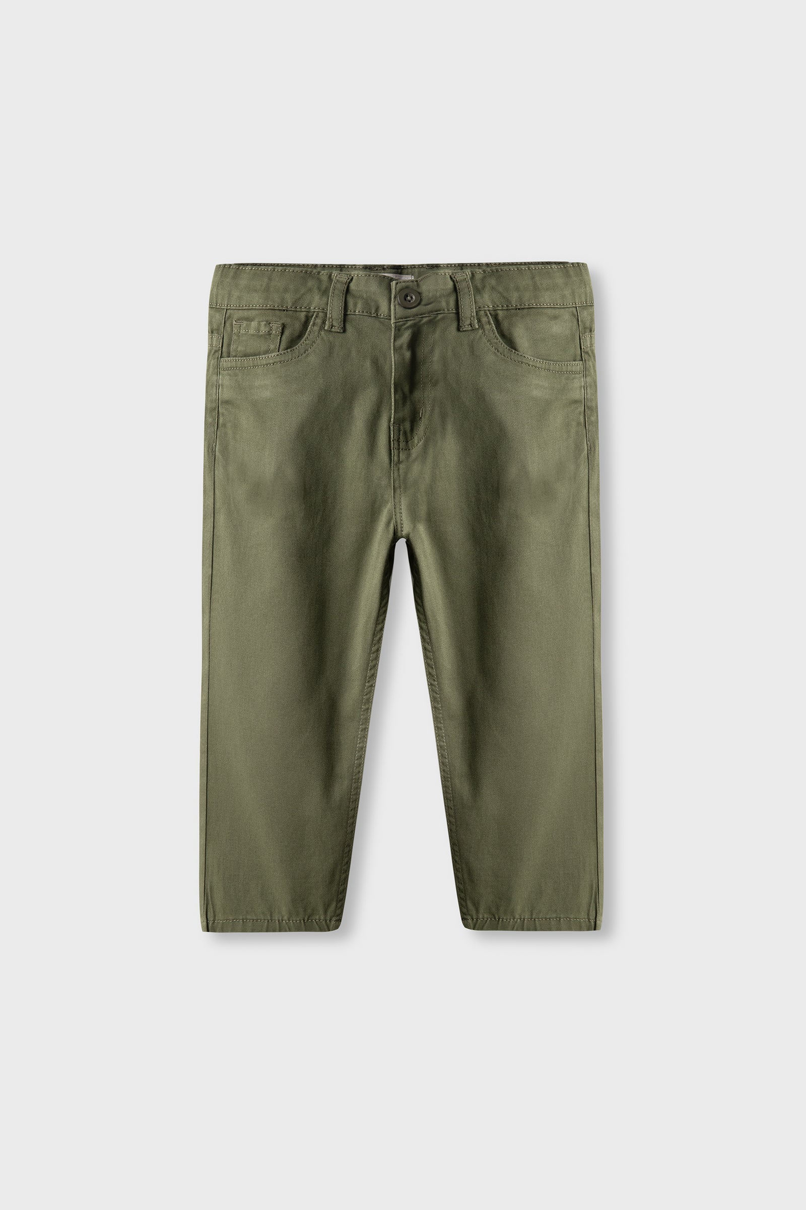 Boys Olive Straight Fit Twill Pants