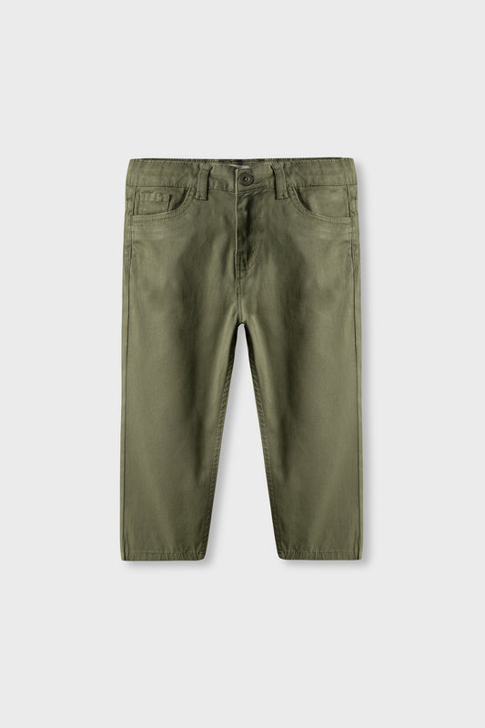 Boys Olive Straight Fit Twill Pants