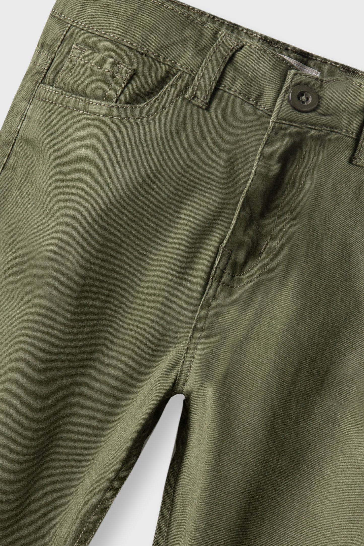 Boys Olive Straight Fit Twill Pants