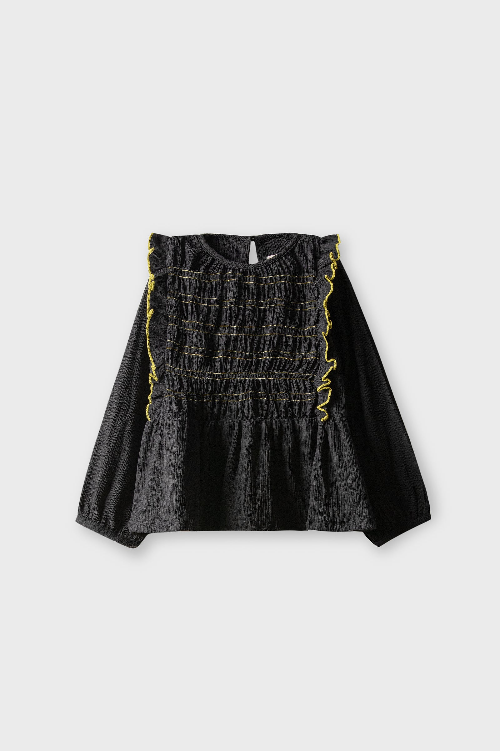 Midnight Black Smocked Dobby Top