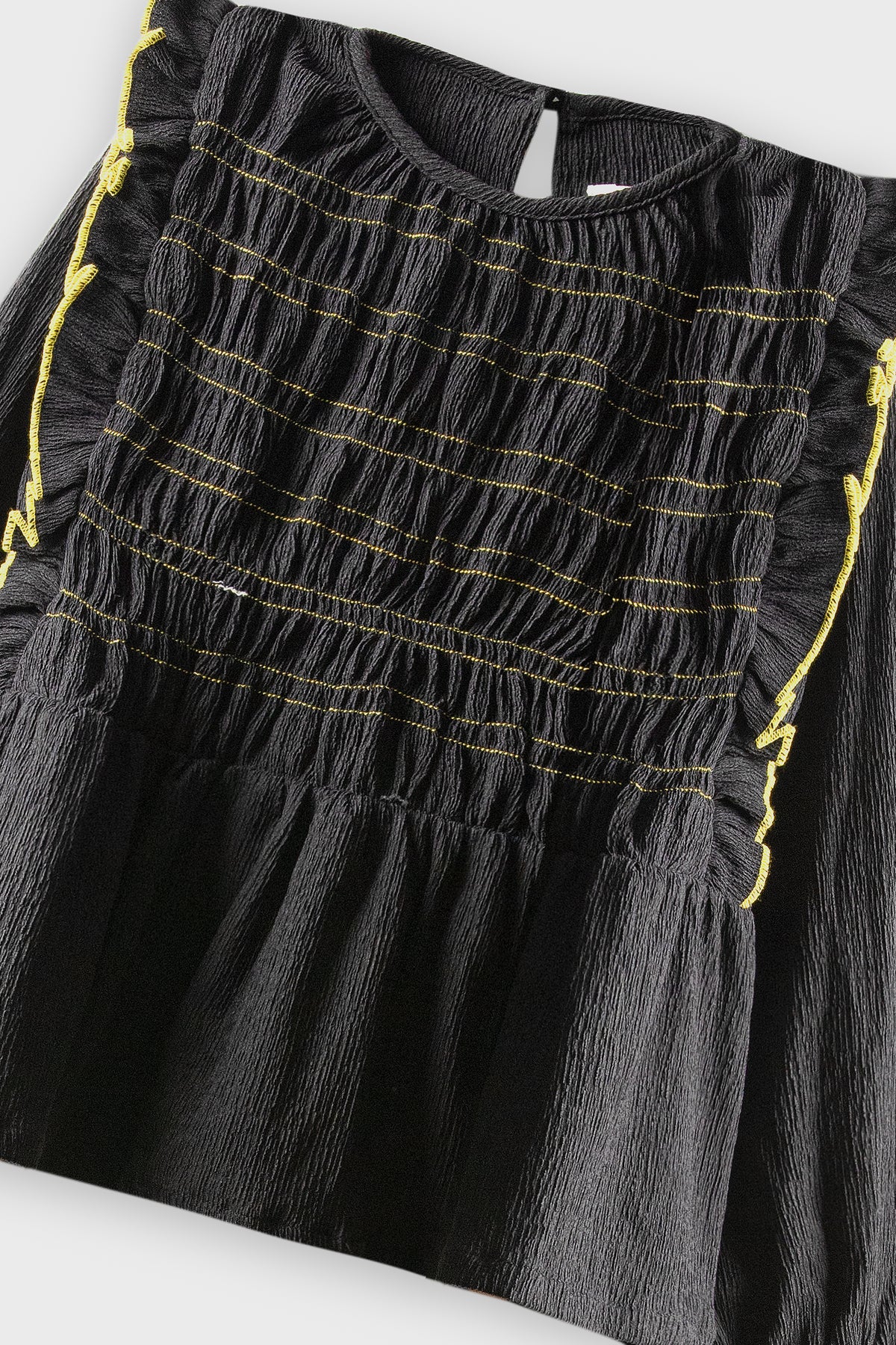 Midnight Black Smocked Dobby Top