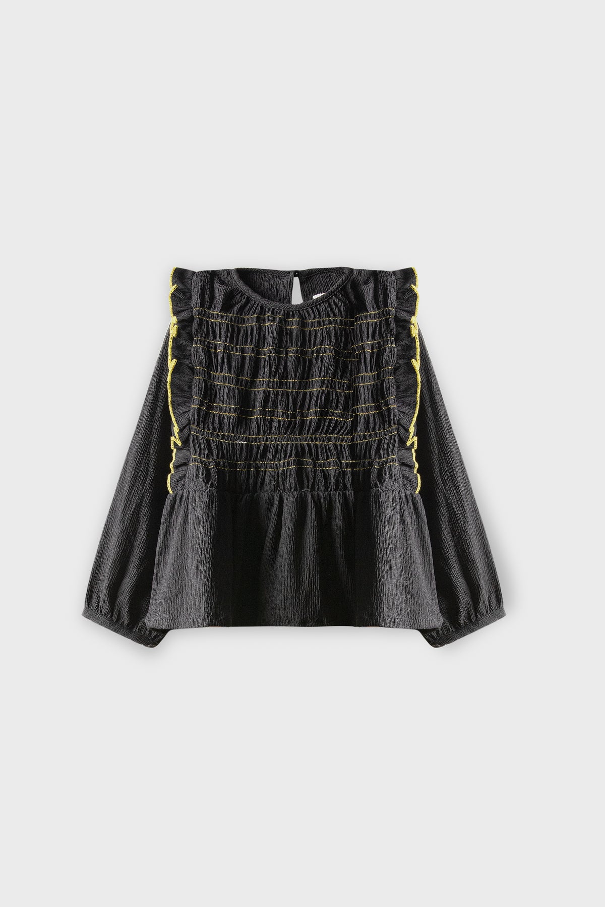 Midnight Black Smocked Dobby Top