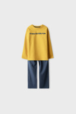 Boys Mustard Navy Mini Terry Co-ord