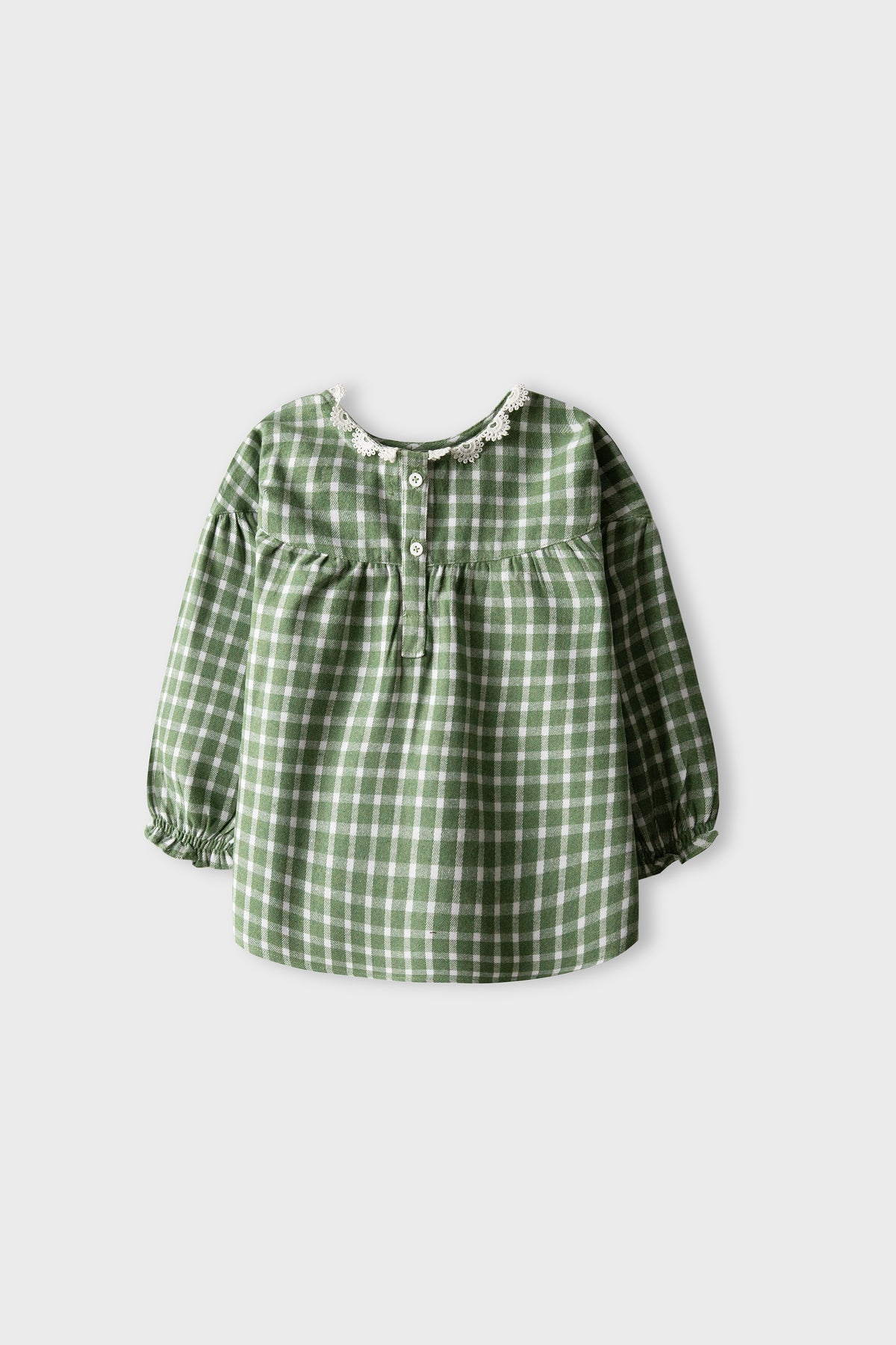 Evergreen Lace Check Flannel Top