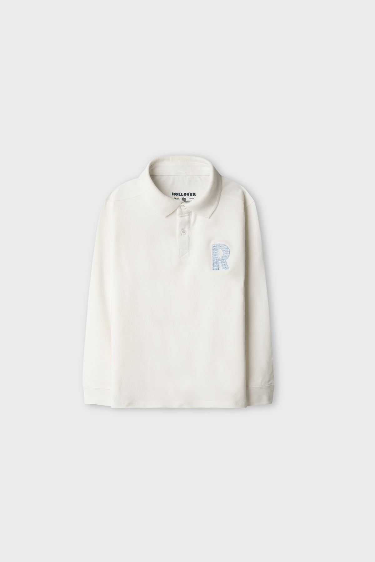 Boys Aqua Crest Off-White Polo