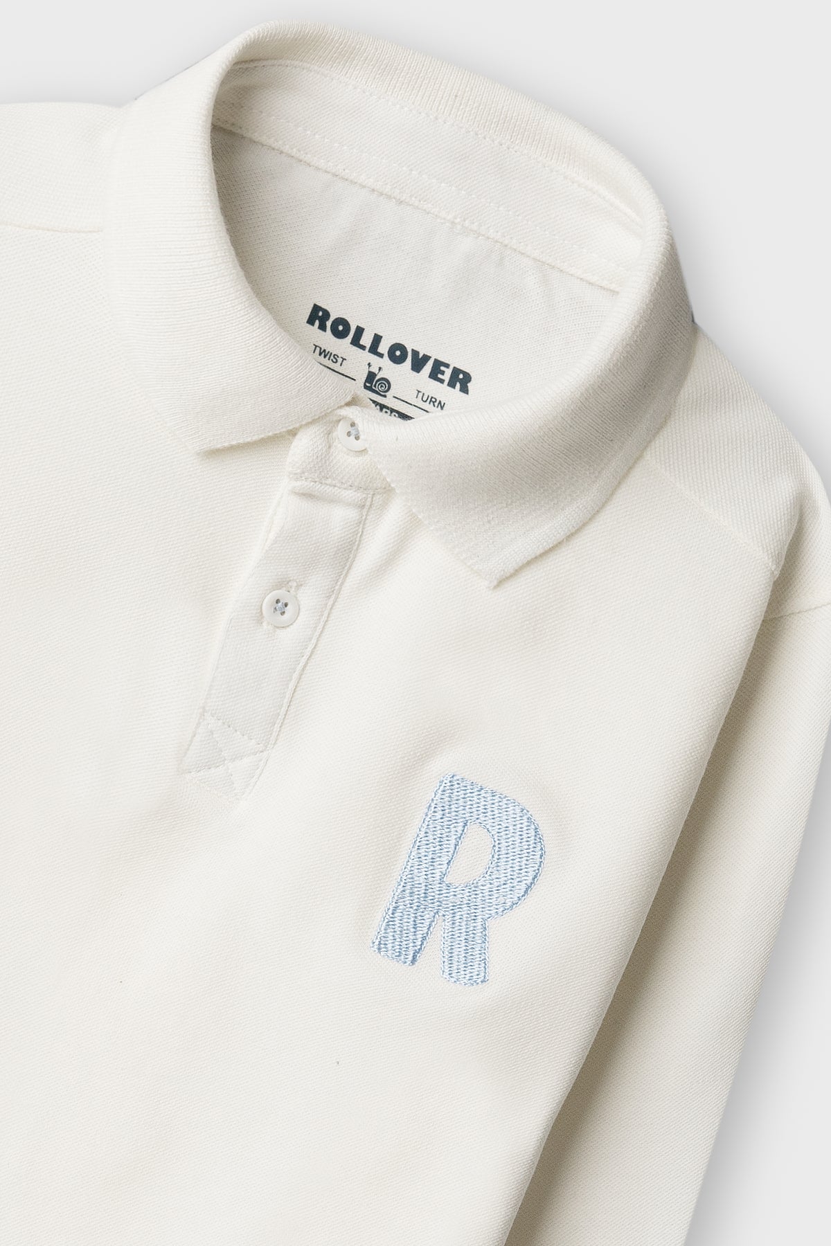 Boys Aqua Crest Off-White Polo