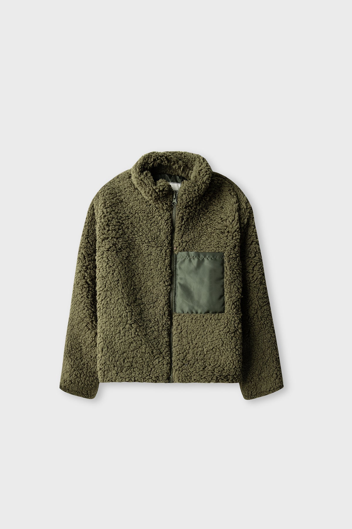 Boys Olive Sherpa Fleece Jacket