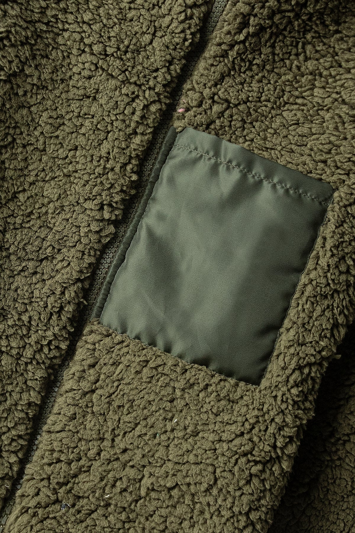 Boys Olive Sherpa Fleece Jacket
