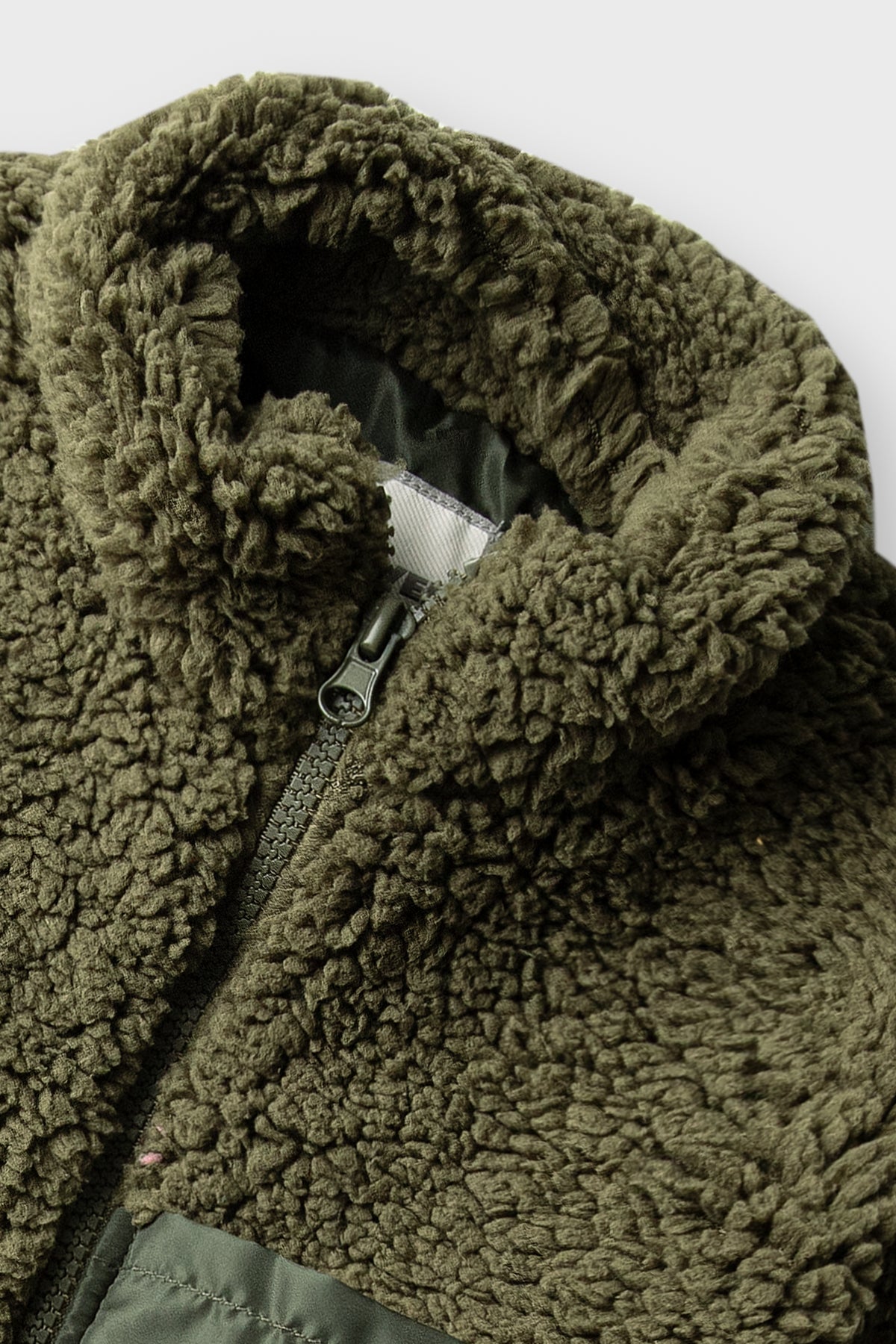 Boys Olive Sherpa Fleece Jacket
